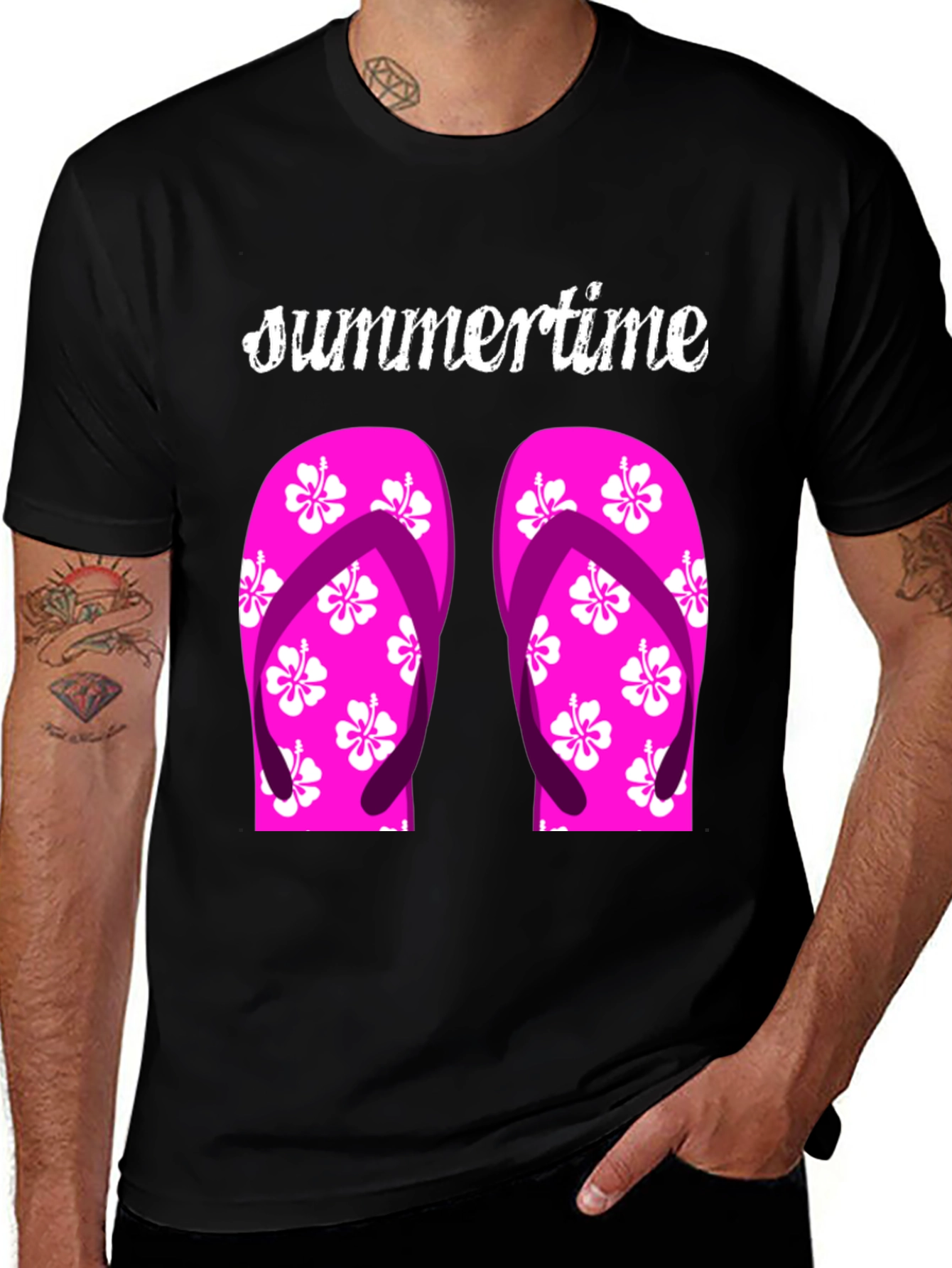 Variant 15 of Summertime Flip Flop Graphic Tee - Black