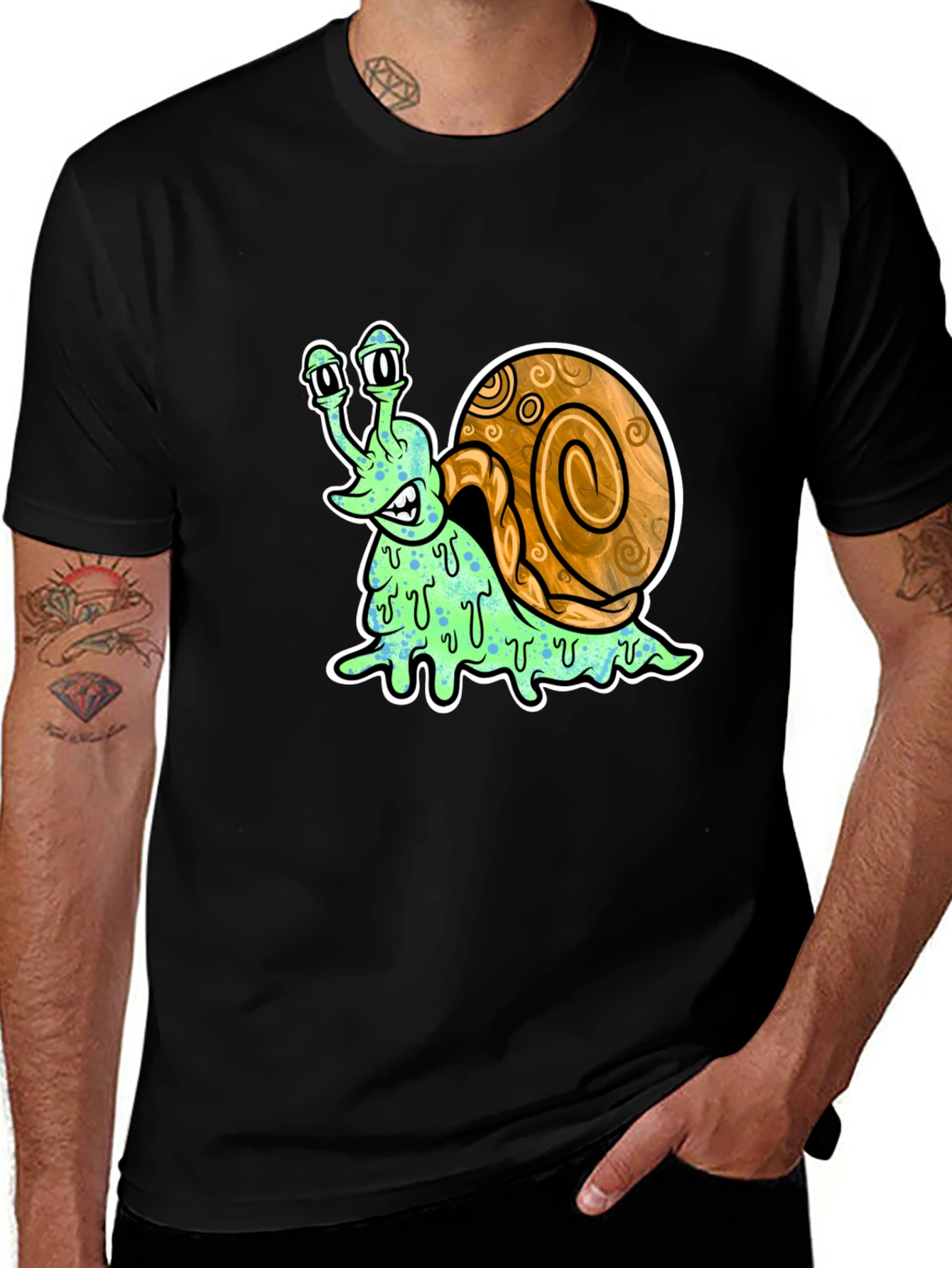 Variant 13 of Snail Graphic Tee - Black Cotton T-Shirt