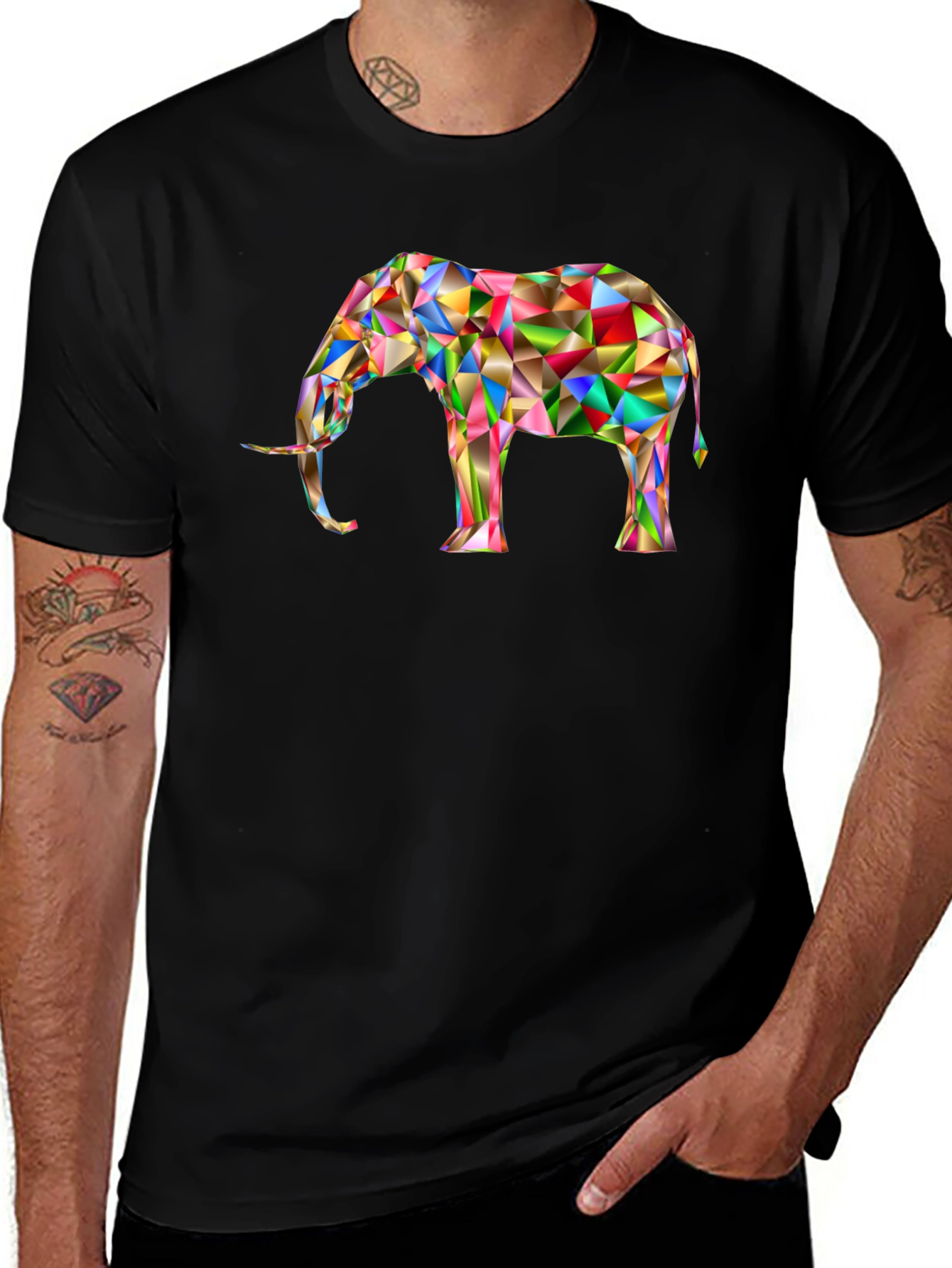 Variant 28 of Geometric Elephant Graphic Tee - Modern Art Shirt