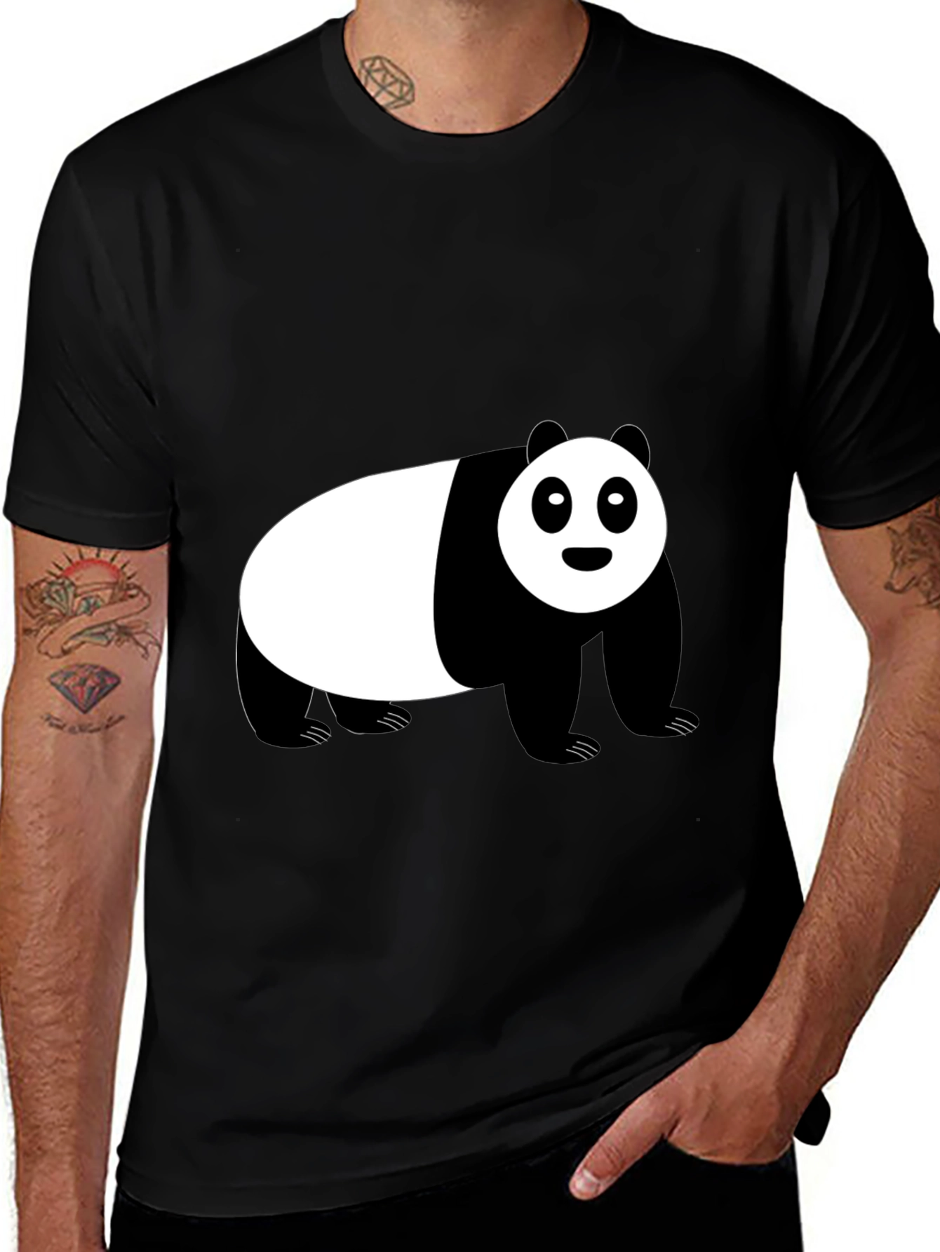 Variant 2 of Cute Panda Bear Graphic Black T-Shirt