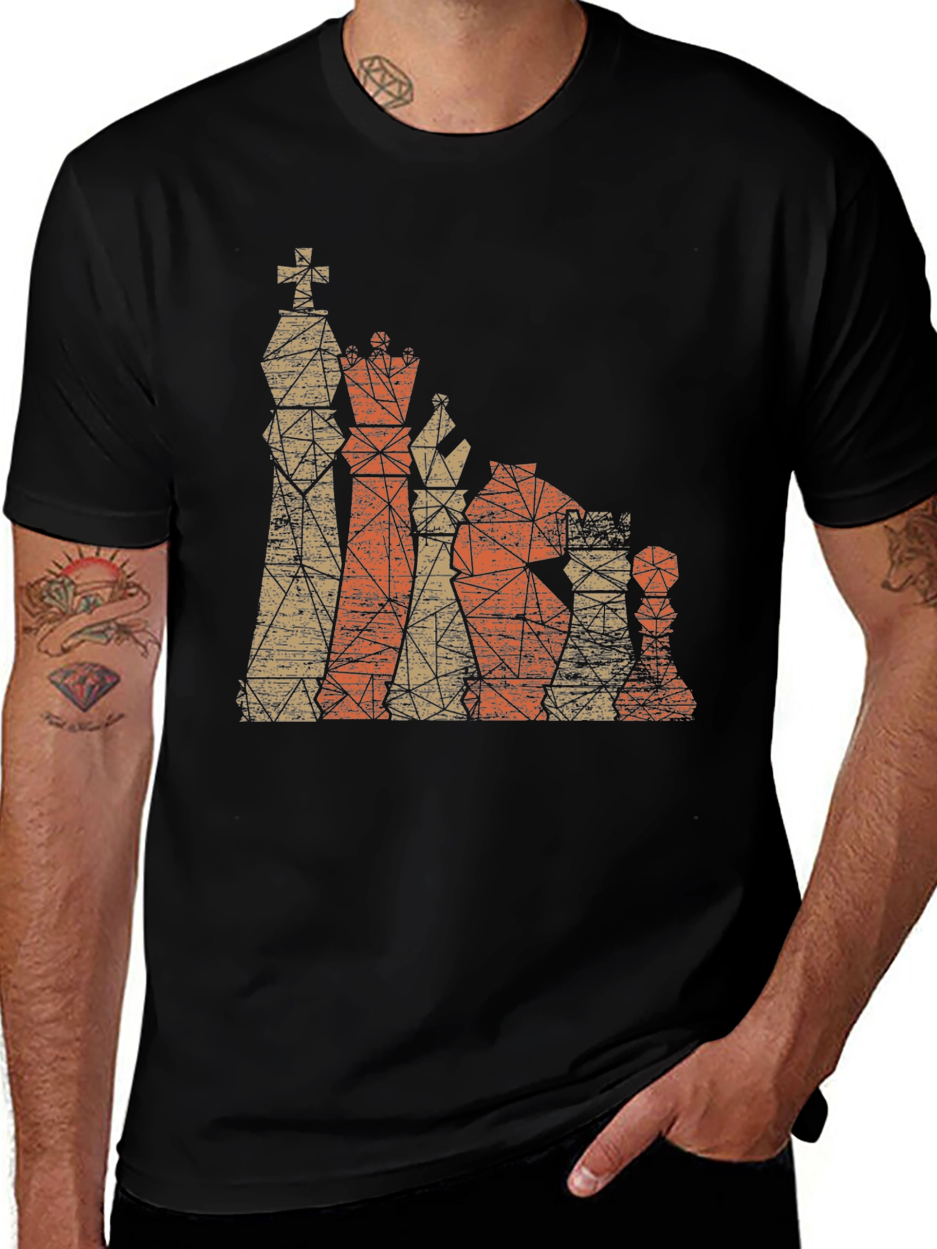 Variant 27 of Geometric Chess Piece Graphic T-Shirt