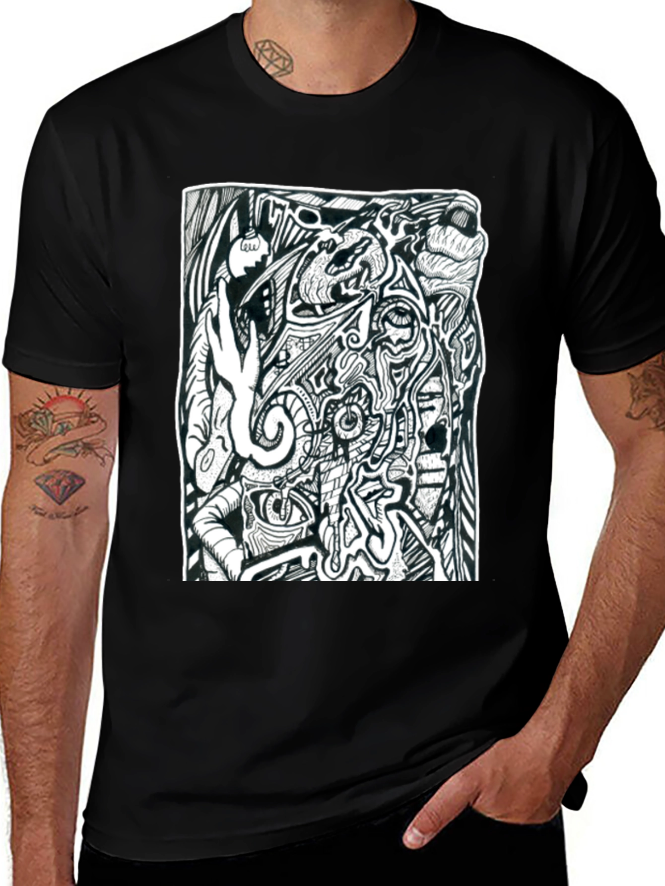 Variant 4 of Abstract Art Print Black T-Shirt