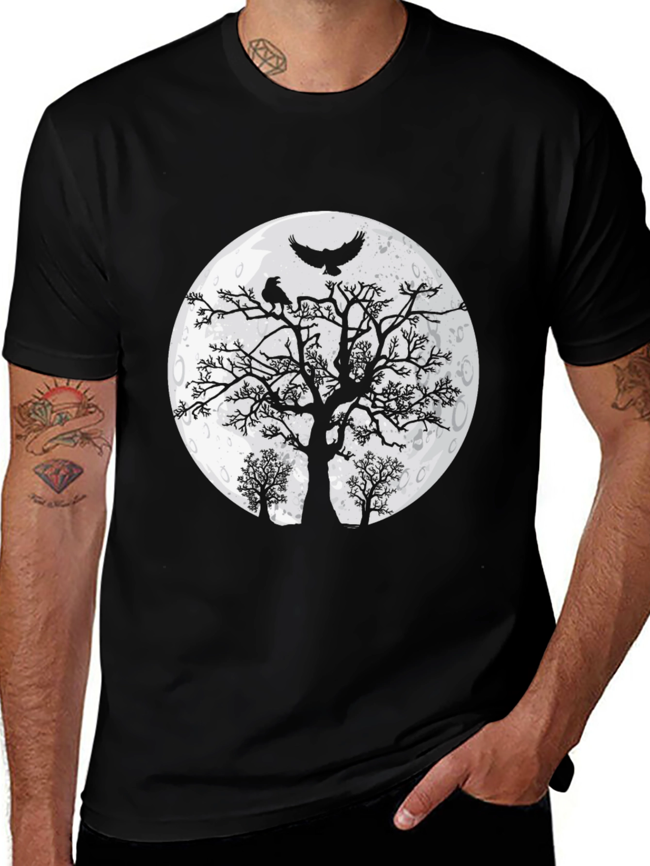 Variant 12 of Raven Moon T-Shirt - Gothic Tree Design
