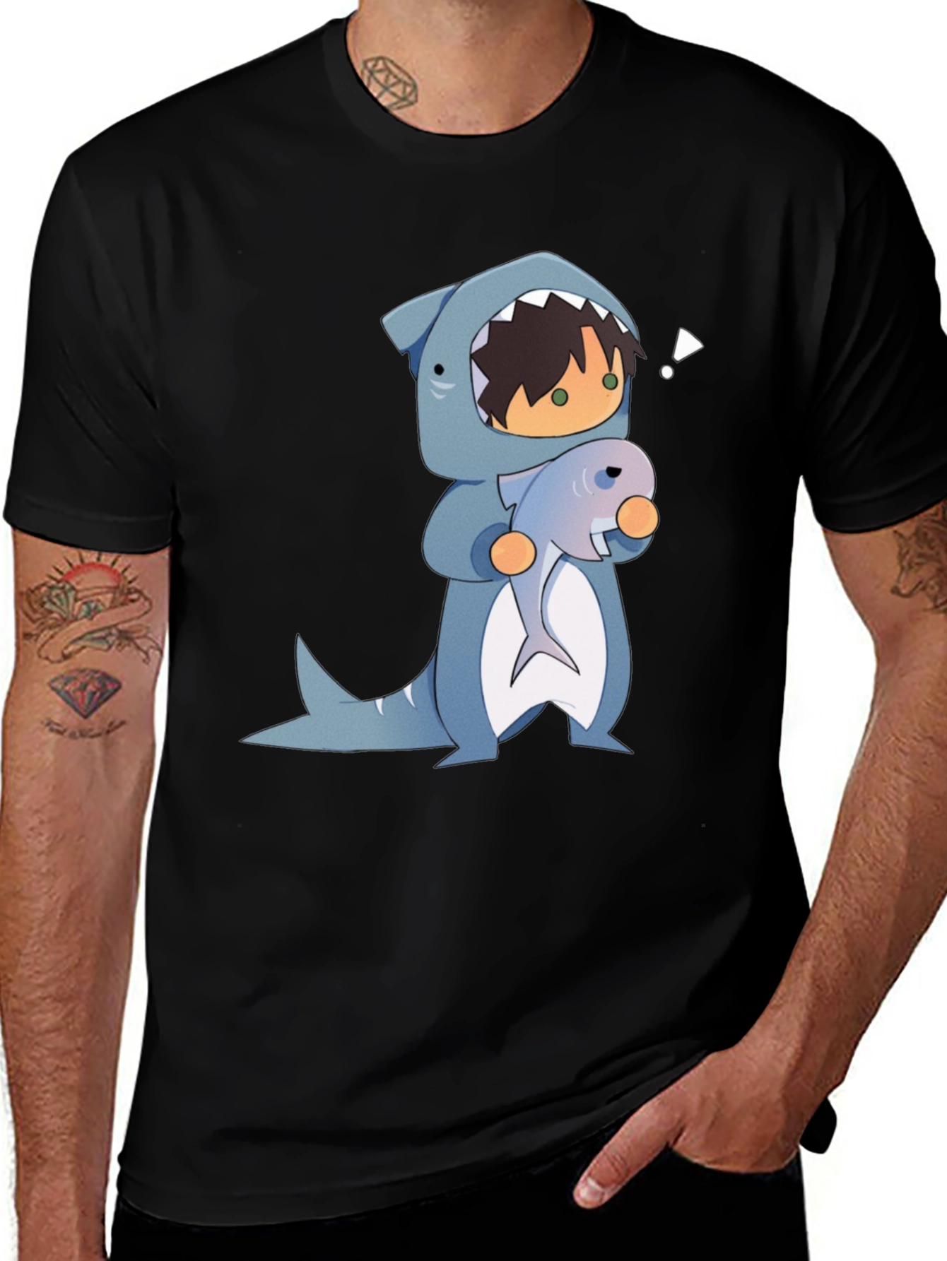 Variant 3 of Shark Costume Boy's Black T-Shirt