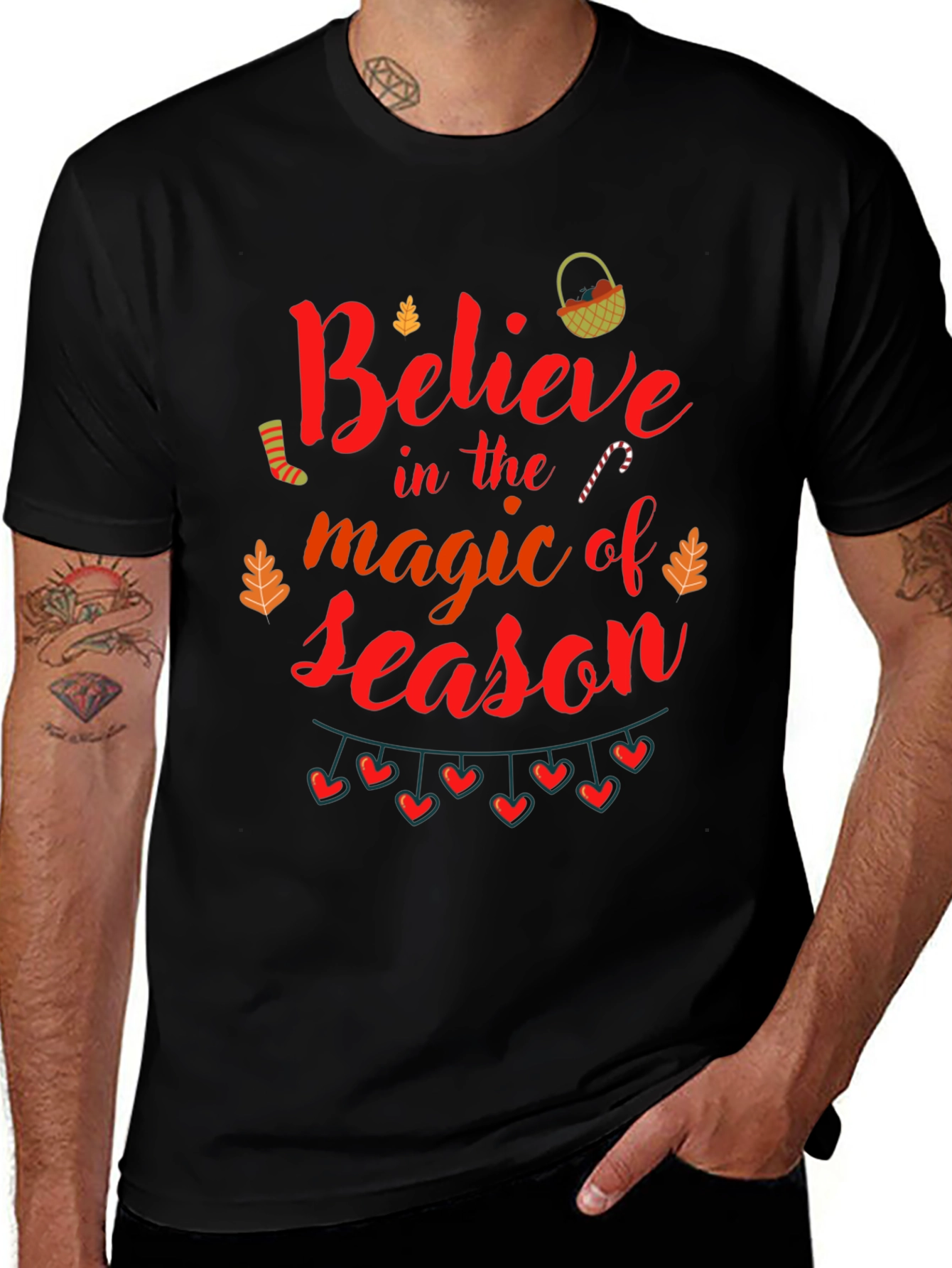 Black Believe Magic Season T-Shirt - Holiday Festive Tee main image