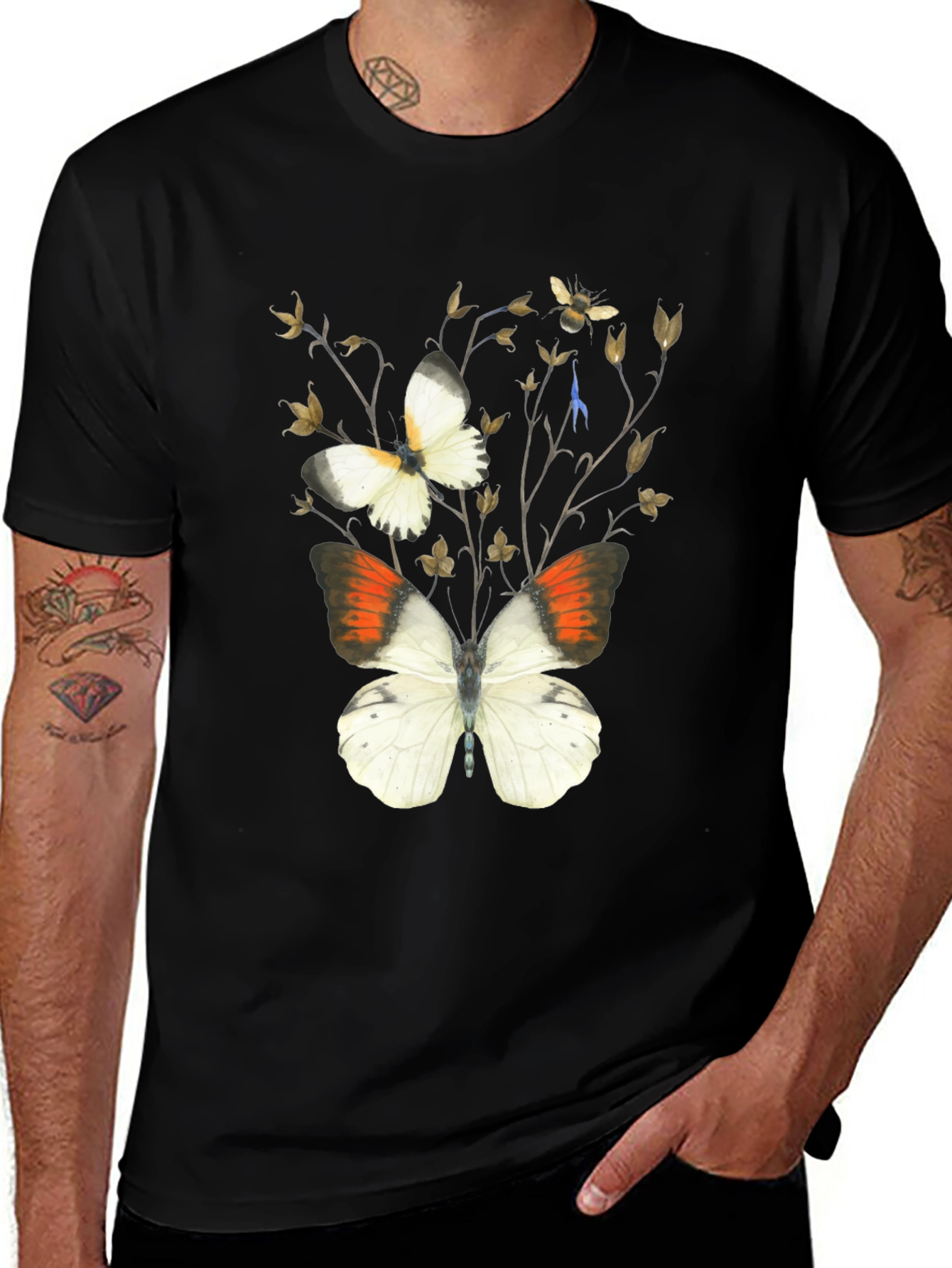 Variant 21 of Butterfly Botanical Black T-Shirt