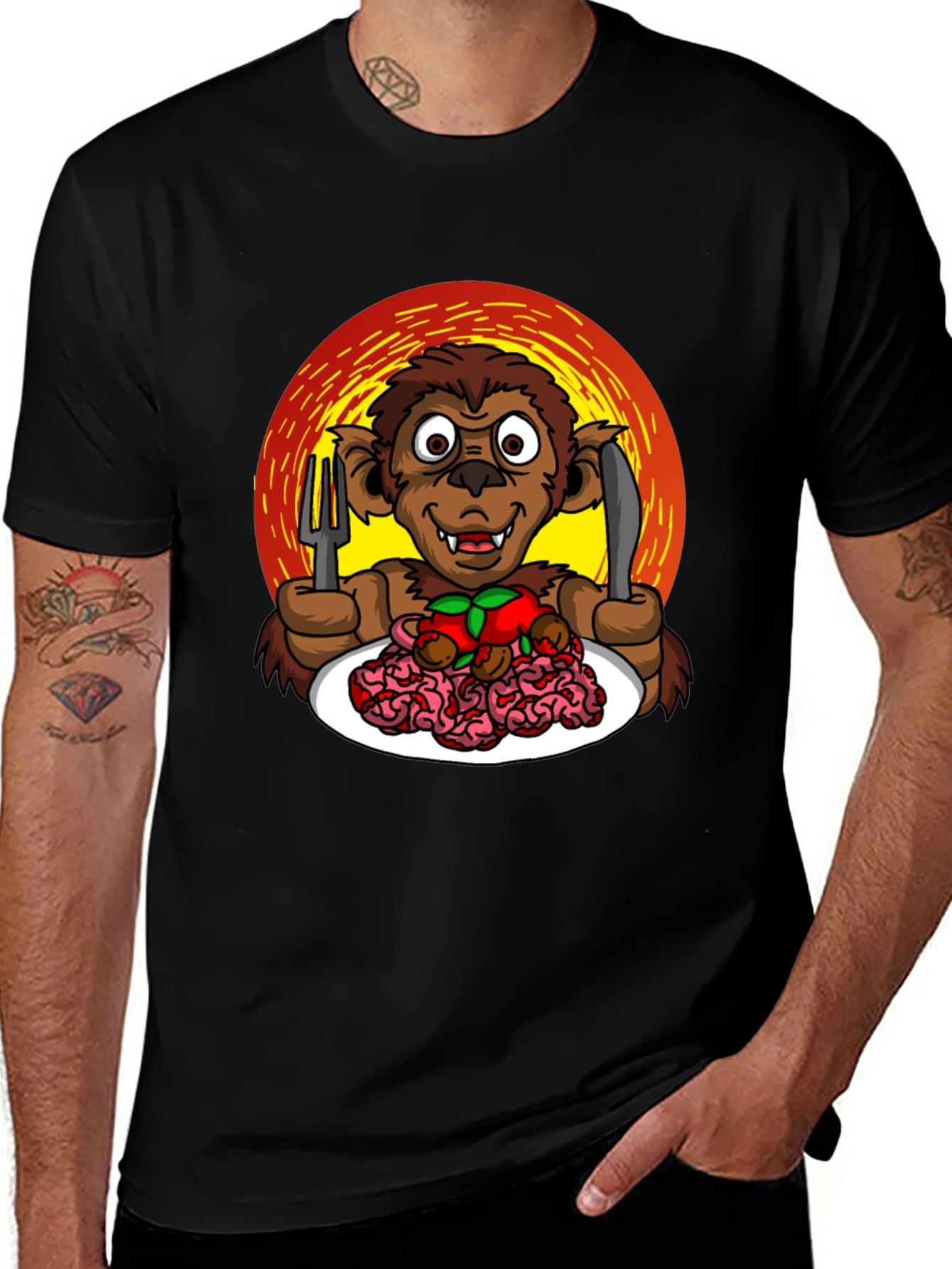 Variant 17 of Werewolf Brains T-Shirt - Funny Horror Tee