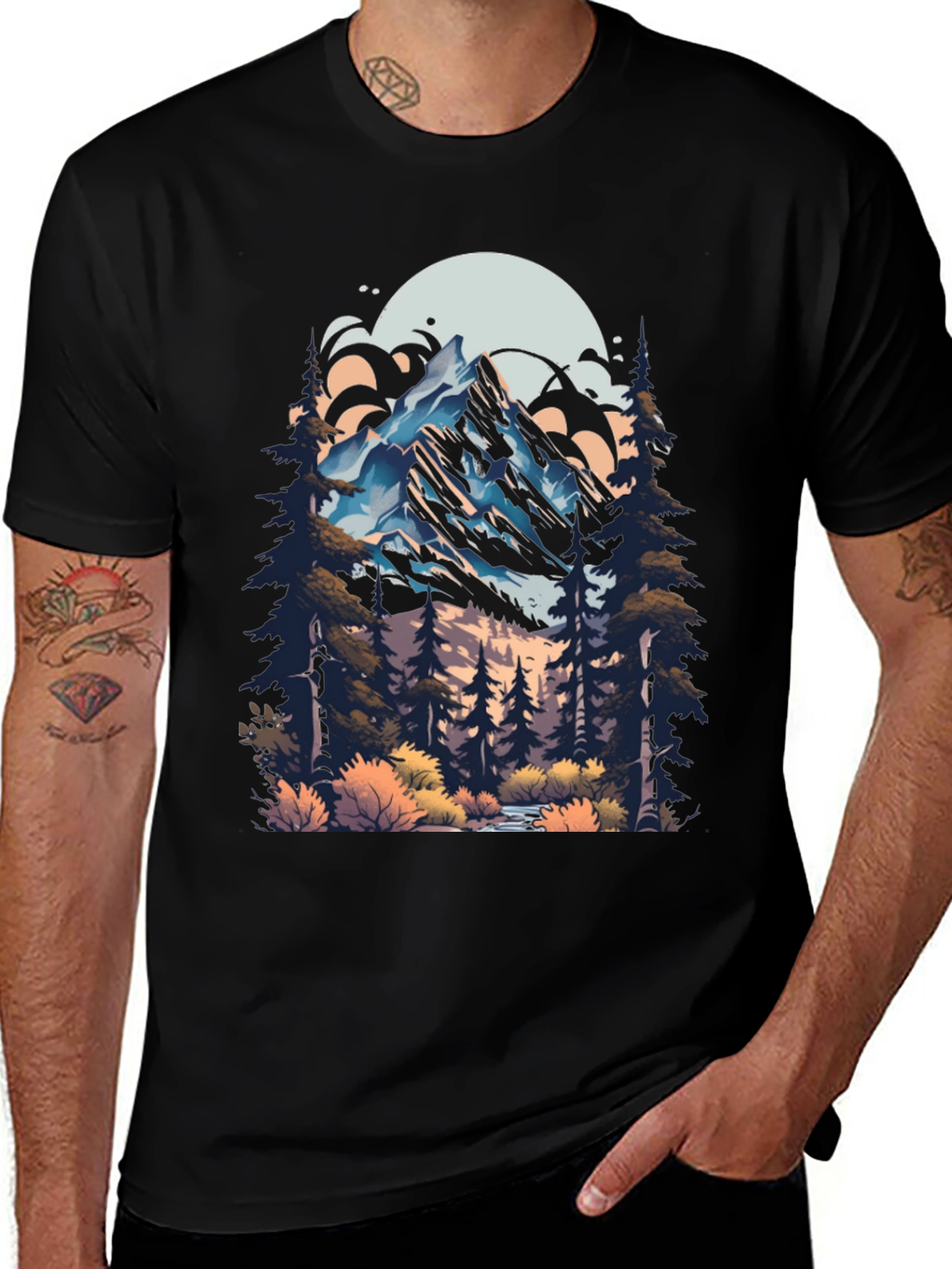 Variant 21 of Mountainscape Graphic Tee - Nature Adventure Shirt