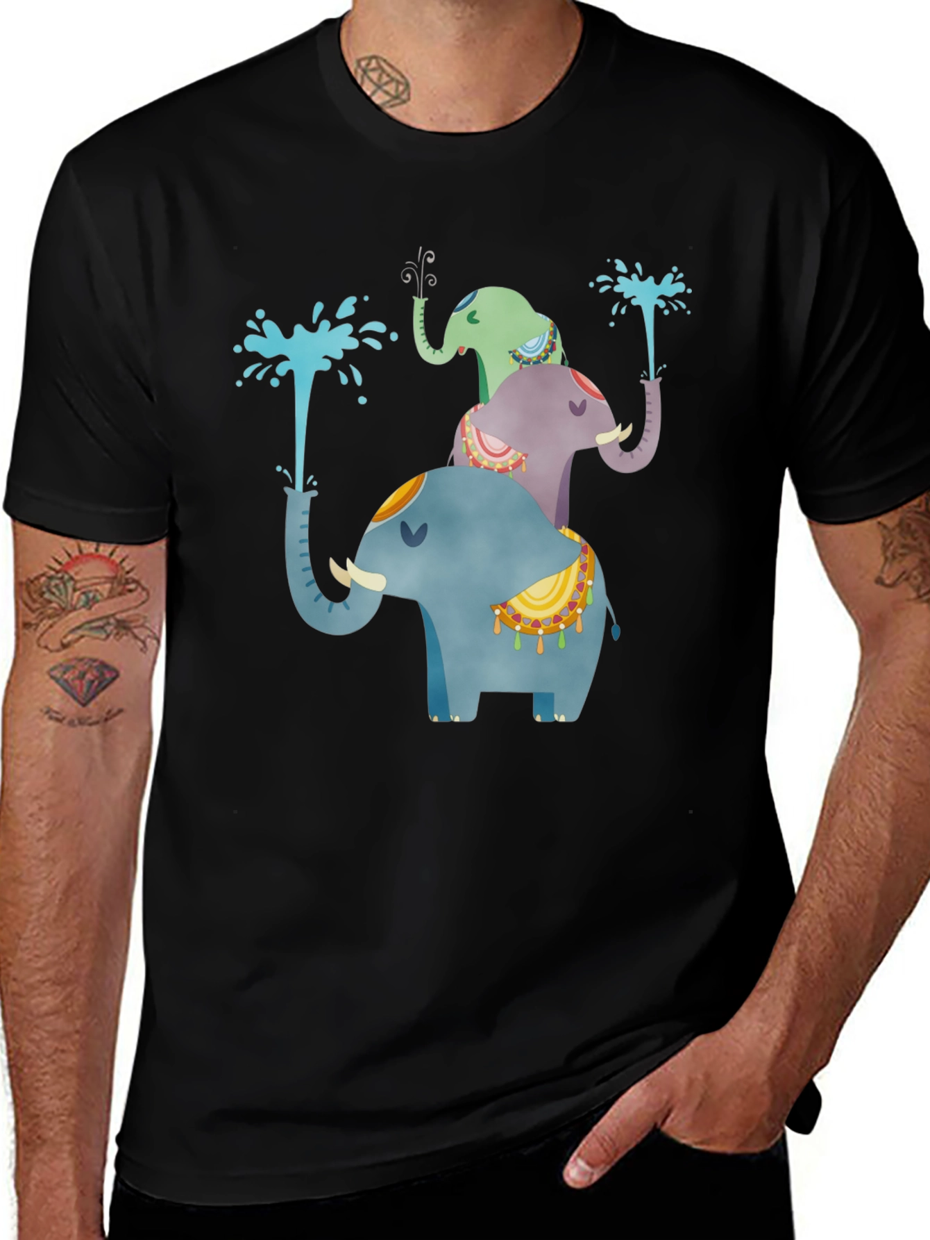 Variant 25 of Stacked Elephants T-Shirt - Quirky Animal Design