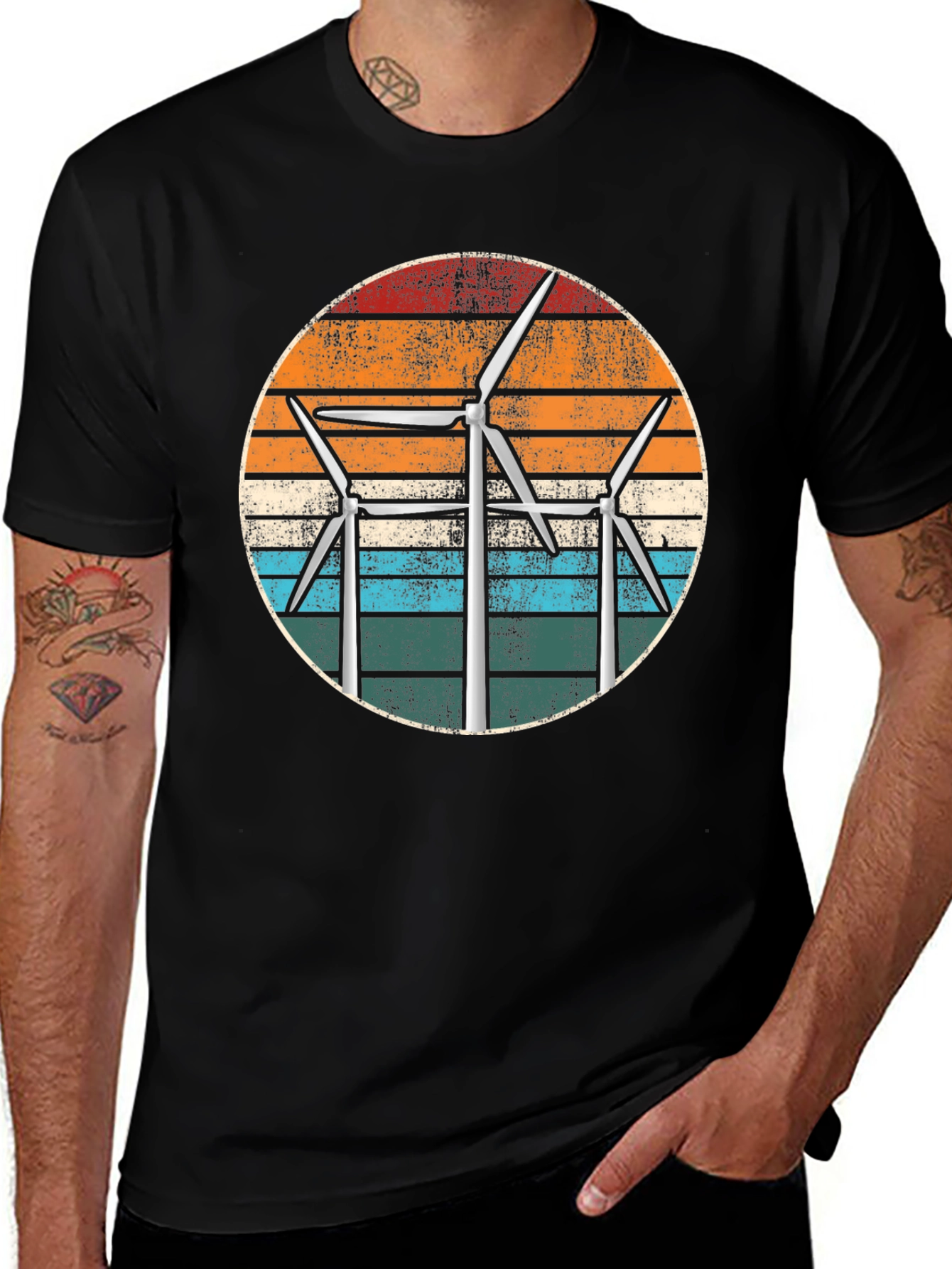 Variant 21 of Retro Wind Turbine T-Shirt