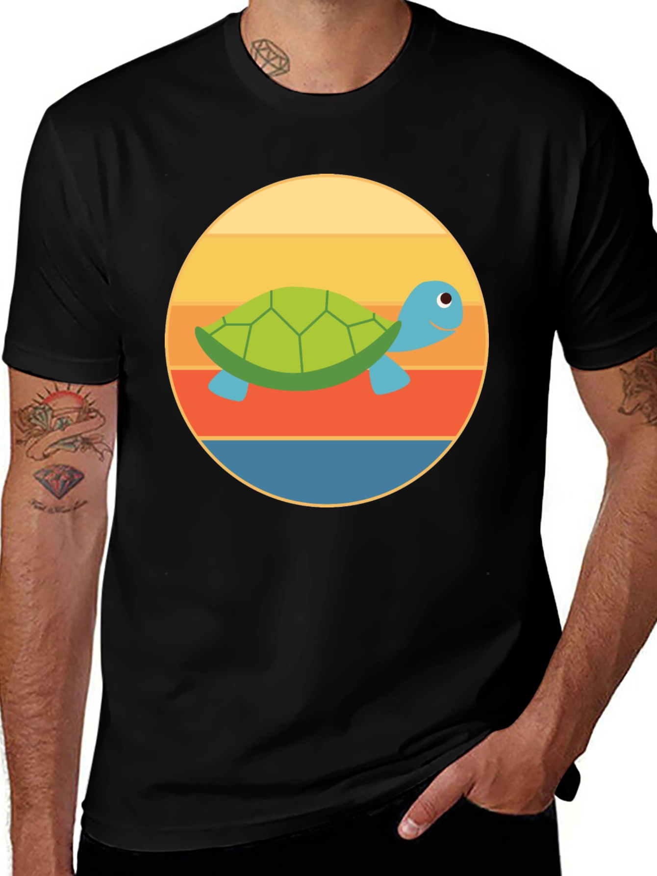 Variant 30 of Retro Turtle Graphic Tee - Black