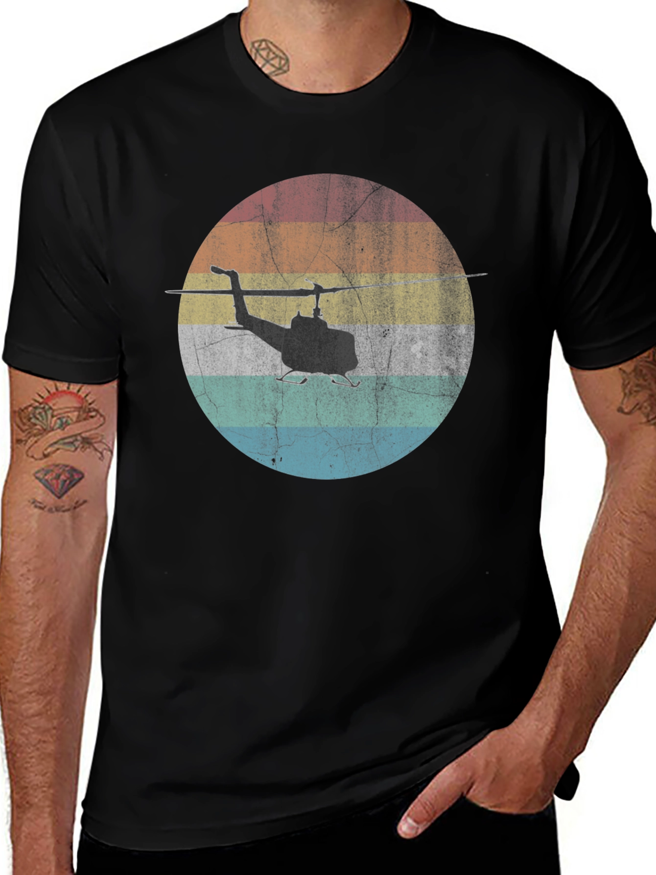 Variant 6 of Vintage Helicopter Graphic Tee - Retro Style