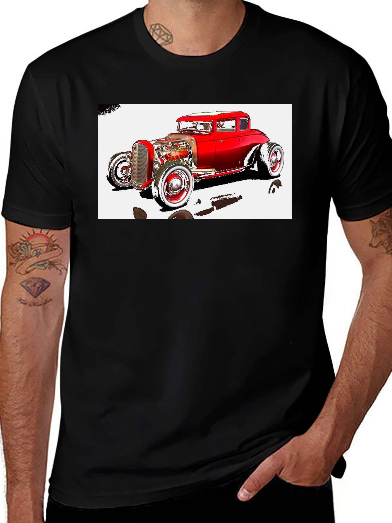 Variant 30 of Classic Red Hot Rod Graphic T-Shirt