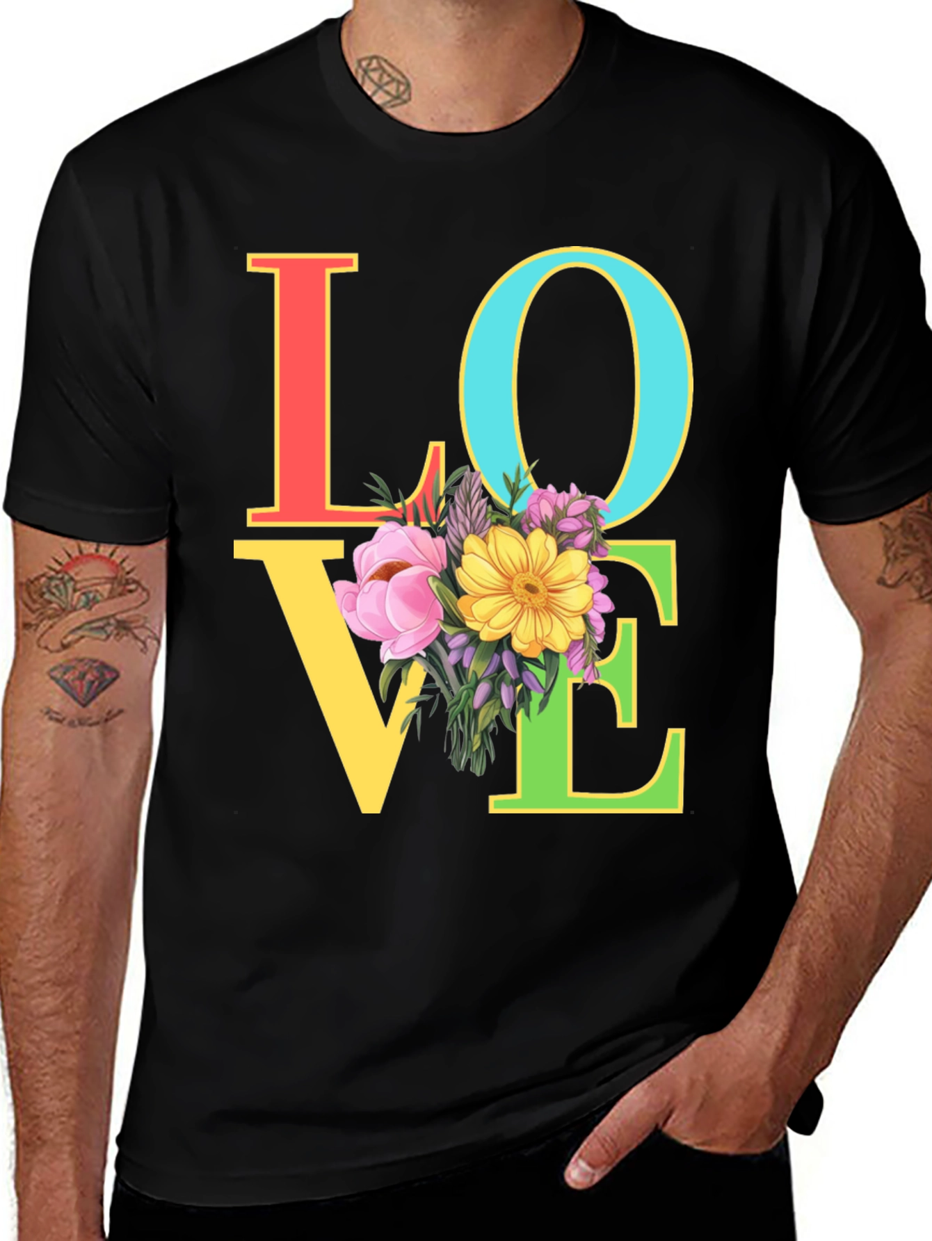 Variant 4 of Floral LOVE Graphic Tee - Unisex