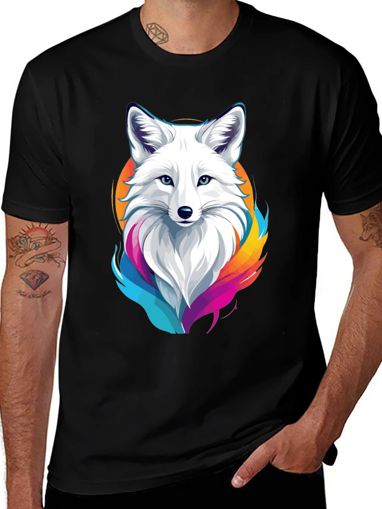 Variant 18 of Arctic Fox Graphic Tee - Colorful Animal Shirt