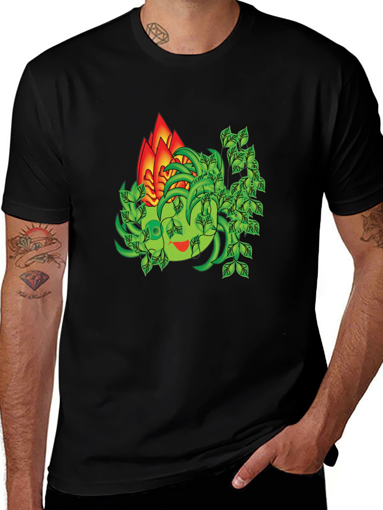 Variant 21 of Unique Graphic Tee: Plant Face Design