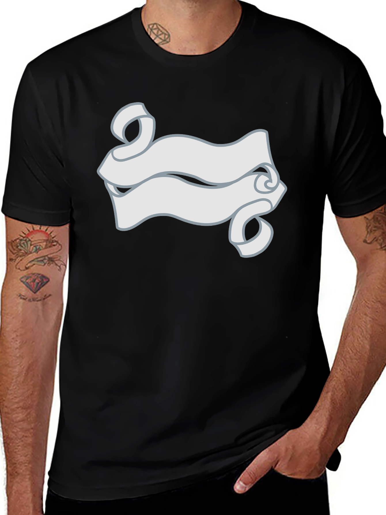 Black T-Shirt with Scroll Graphic Tee