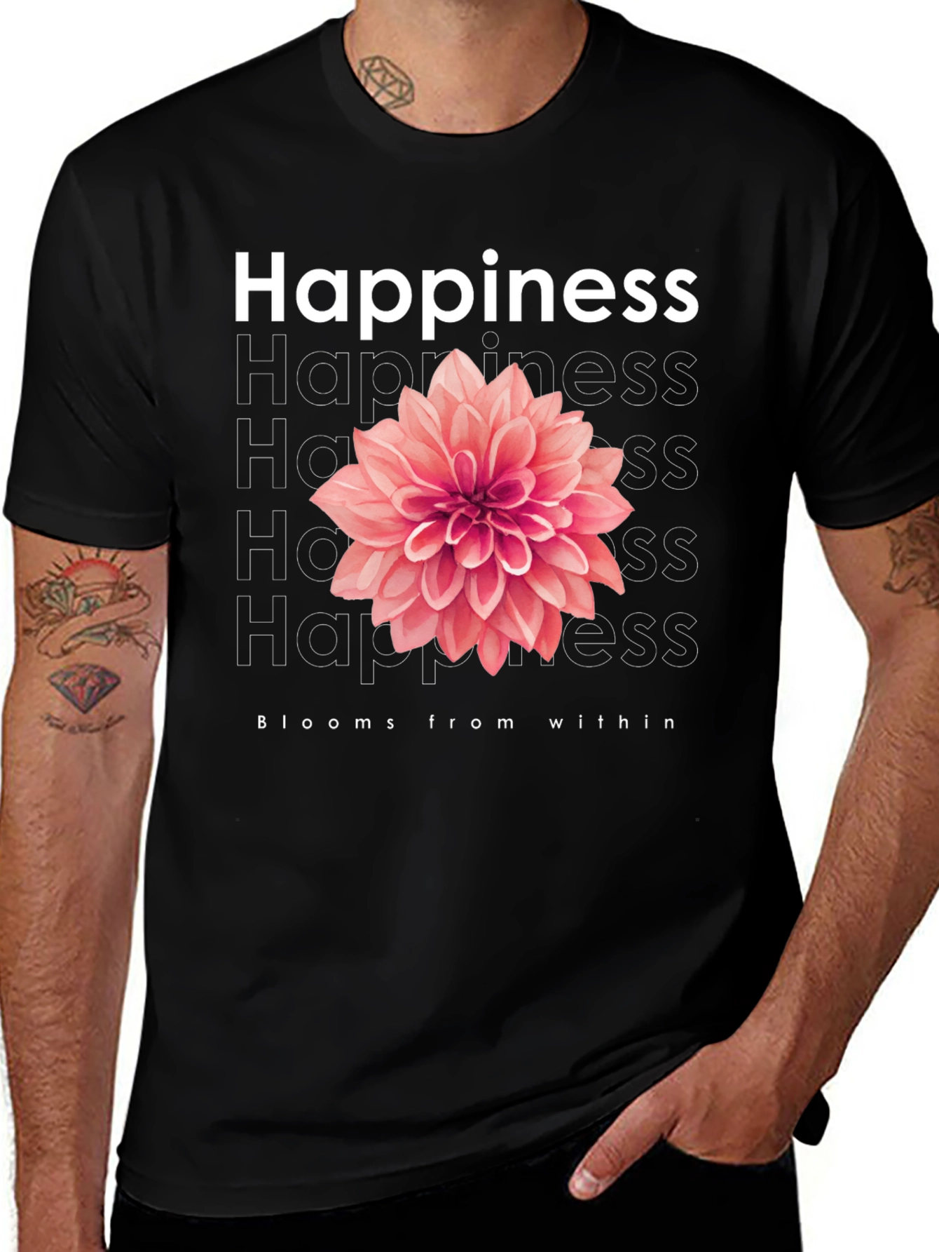 Variant 11 of Happiness Blooms T-Shirt - Positive Vibes