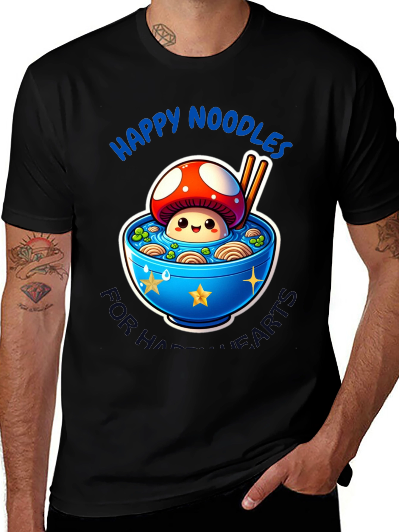 Variant 18 of Happy Noodles Graphic Tee - Unique Mushroom Ramen Design