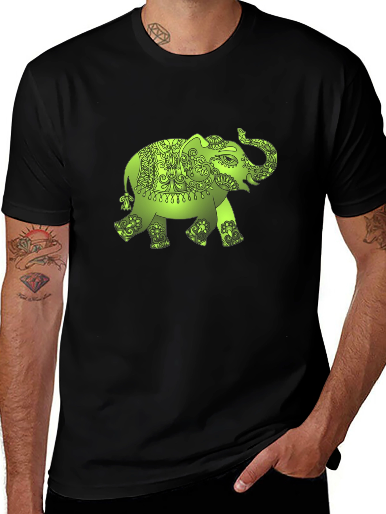 Variant 17 of Elephant Graphic Black T-Shirt