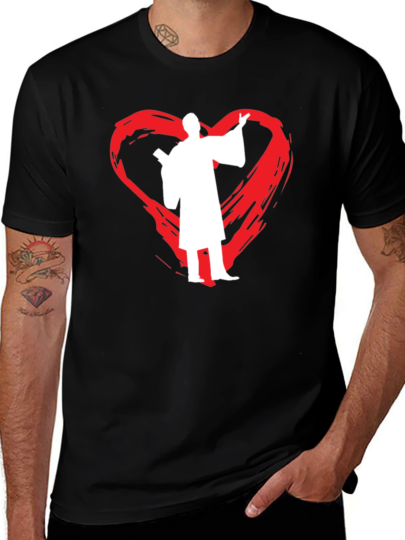 Variant 12 of Heart Clergy Graphic Tee - Black