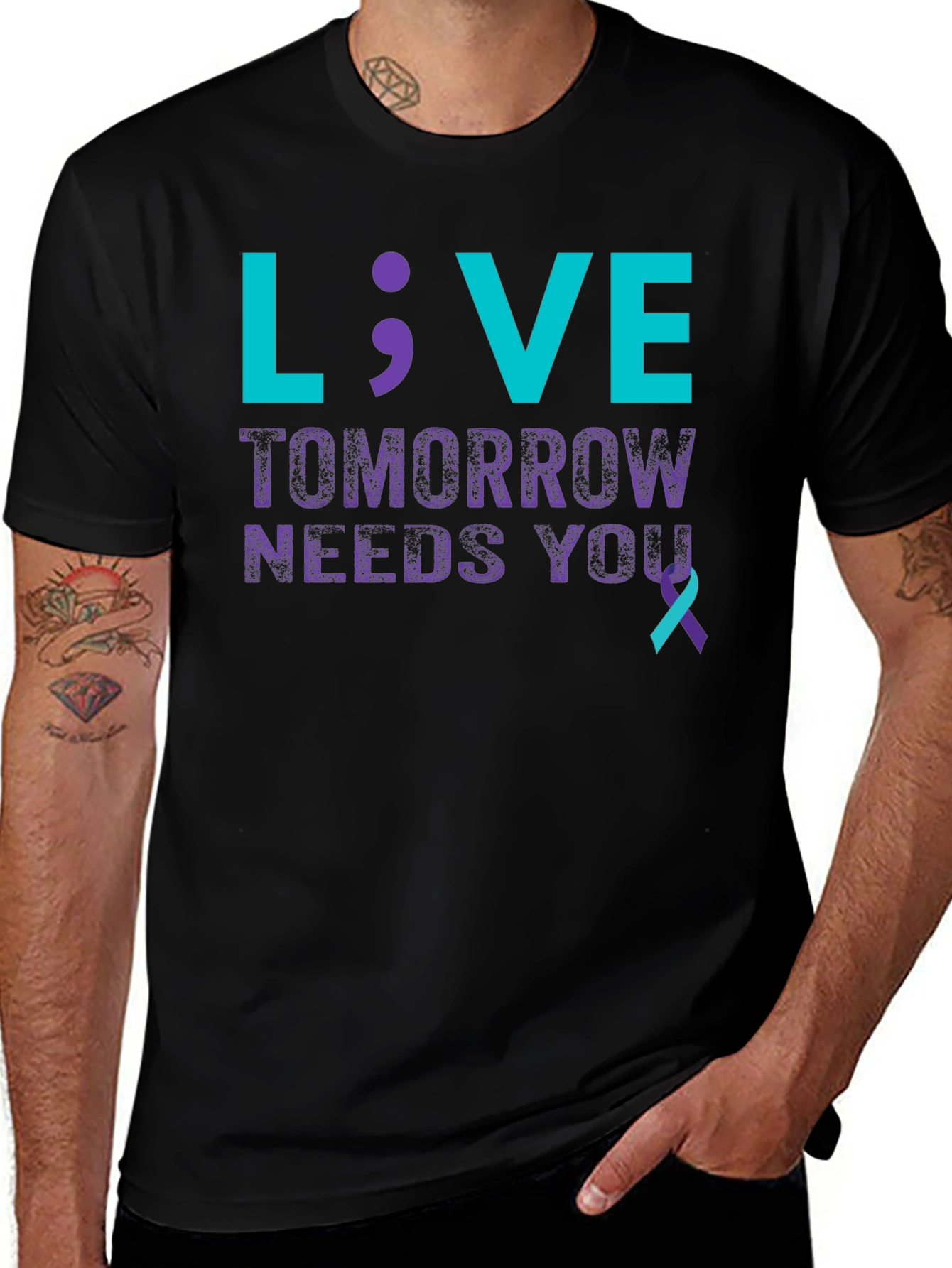 Variant 5 of Live; Tomorrow Needs You T-Shirt - Suicide Prevention