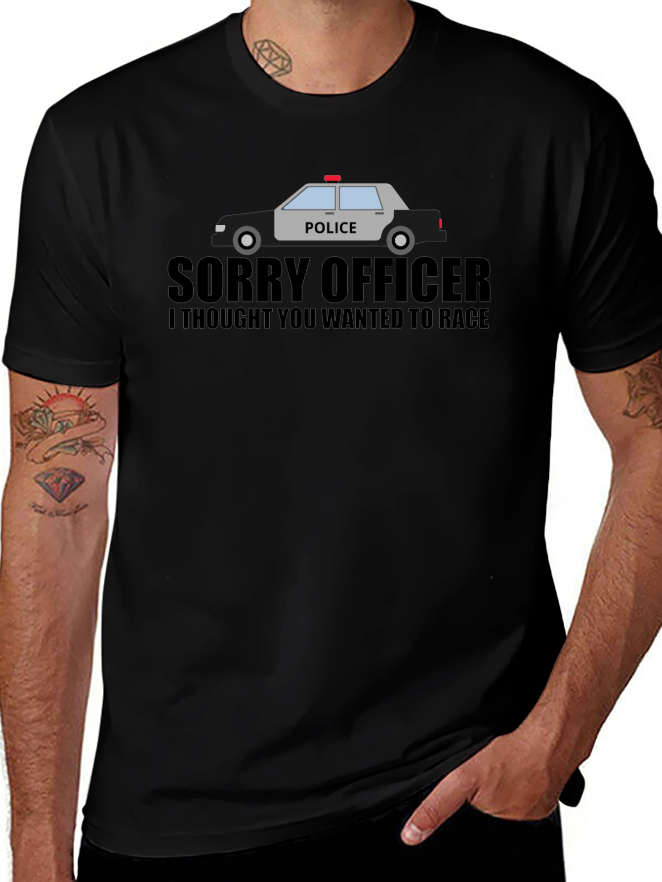 Variant 20 of Sorry Officer Race Car Graphic T-Shirt