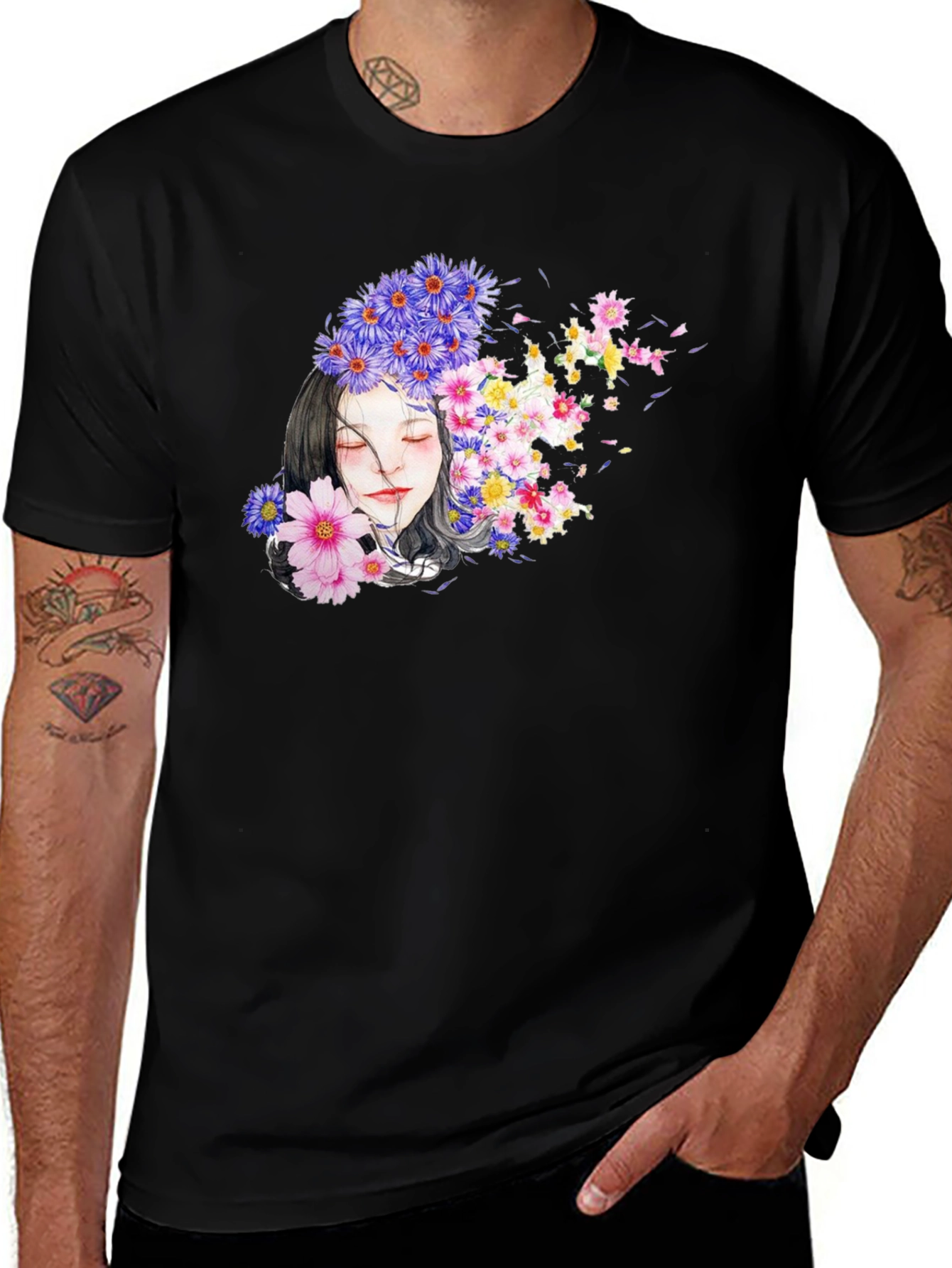 Variant 20 of Floral Dream Black T-Shirt