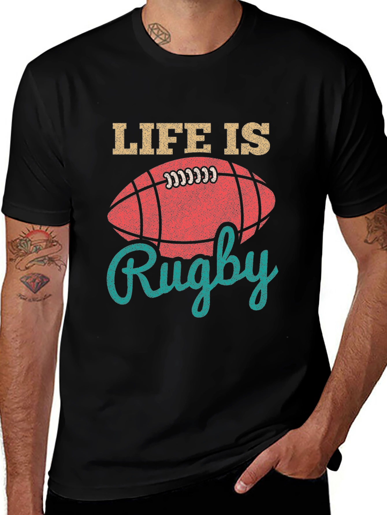 Variant 17 of Life is Rugby Graphic Tee - Sportswear for Men