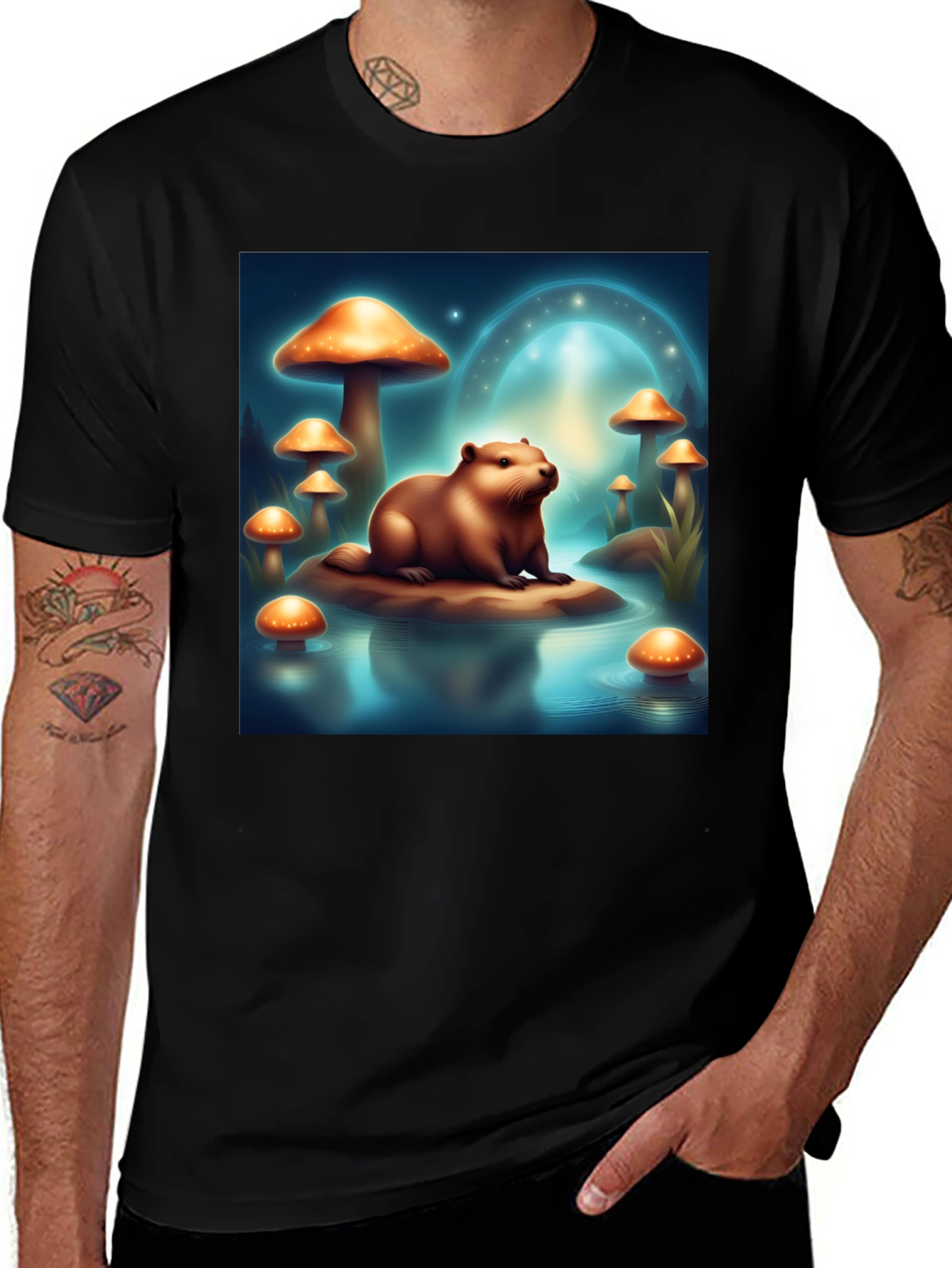 Variant 11 of Beaver & Mushroom Graphic T-Shirt
