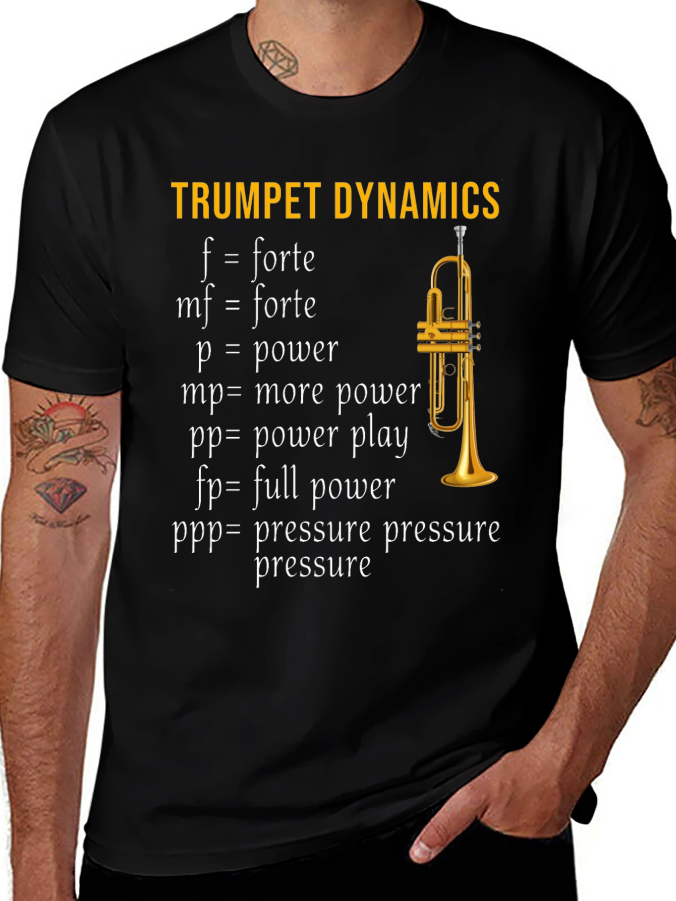 Variant 19 of Trumpet Dynamics Music Theory Graphic Tee