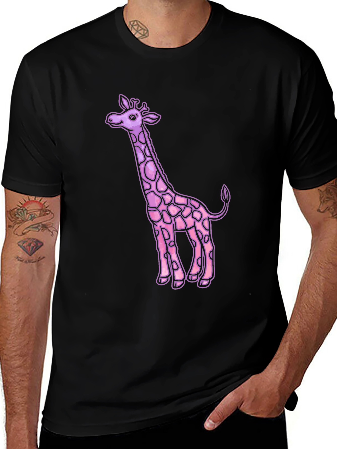 Pink Giraffe Graphic Tee - Unique Design