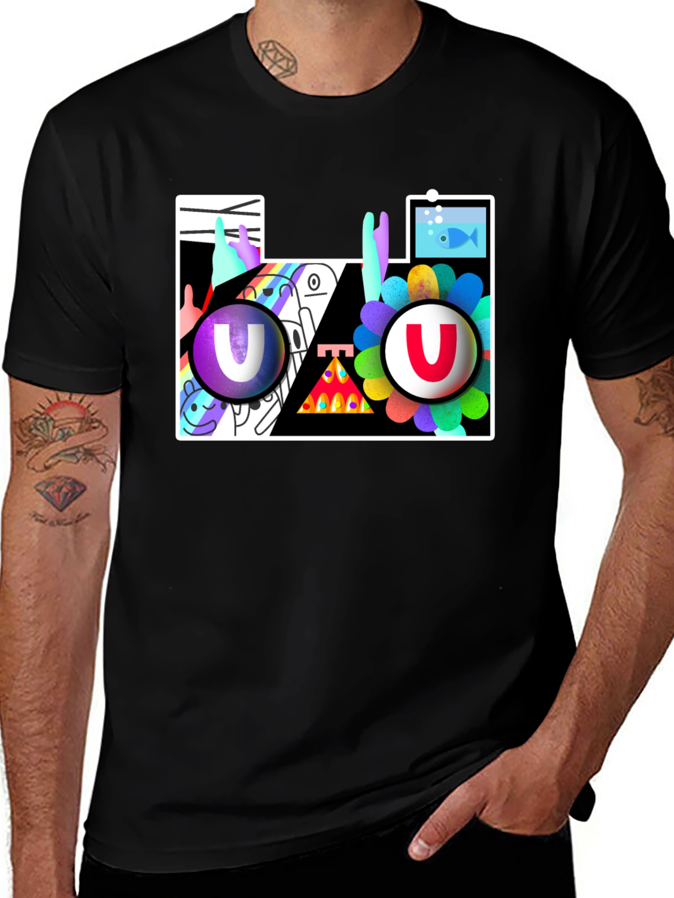 Variant 29 of Abstract Art Graphic Print Black T-Shirt
