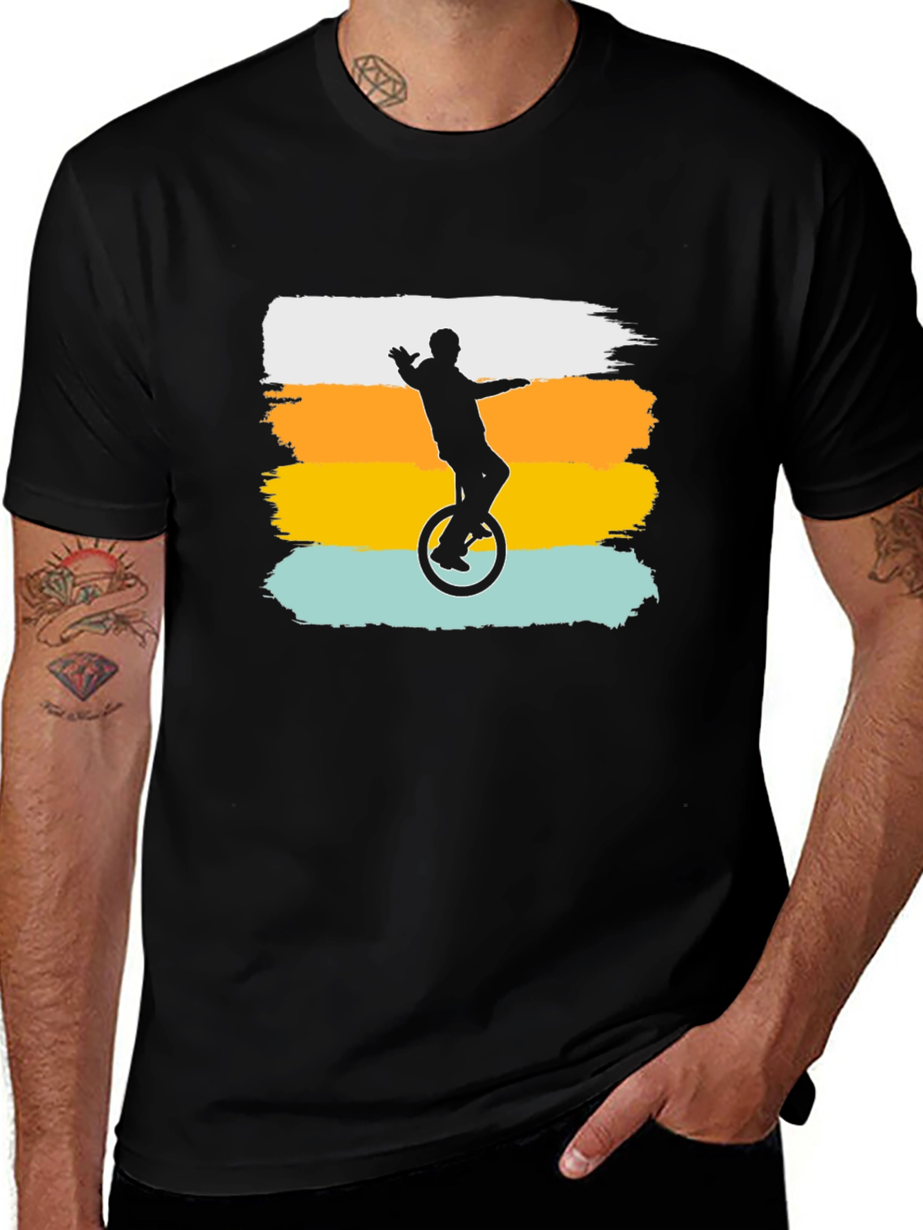 Variant 26 of Retro Unicyclist Graphic Tee - Black T-Shirt