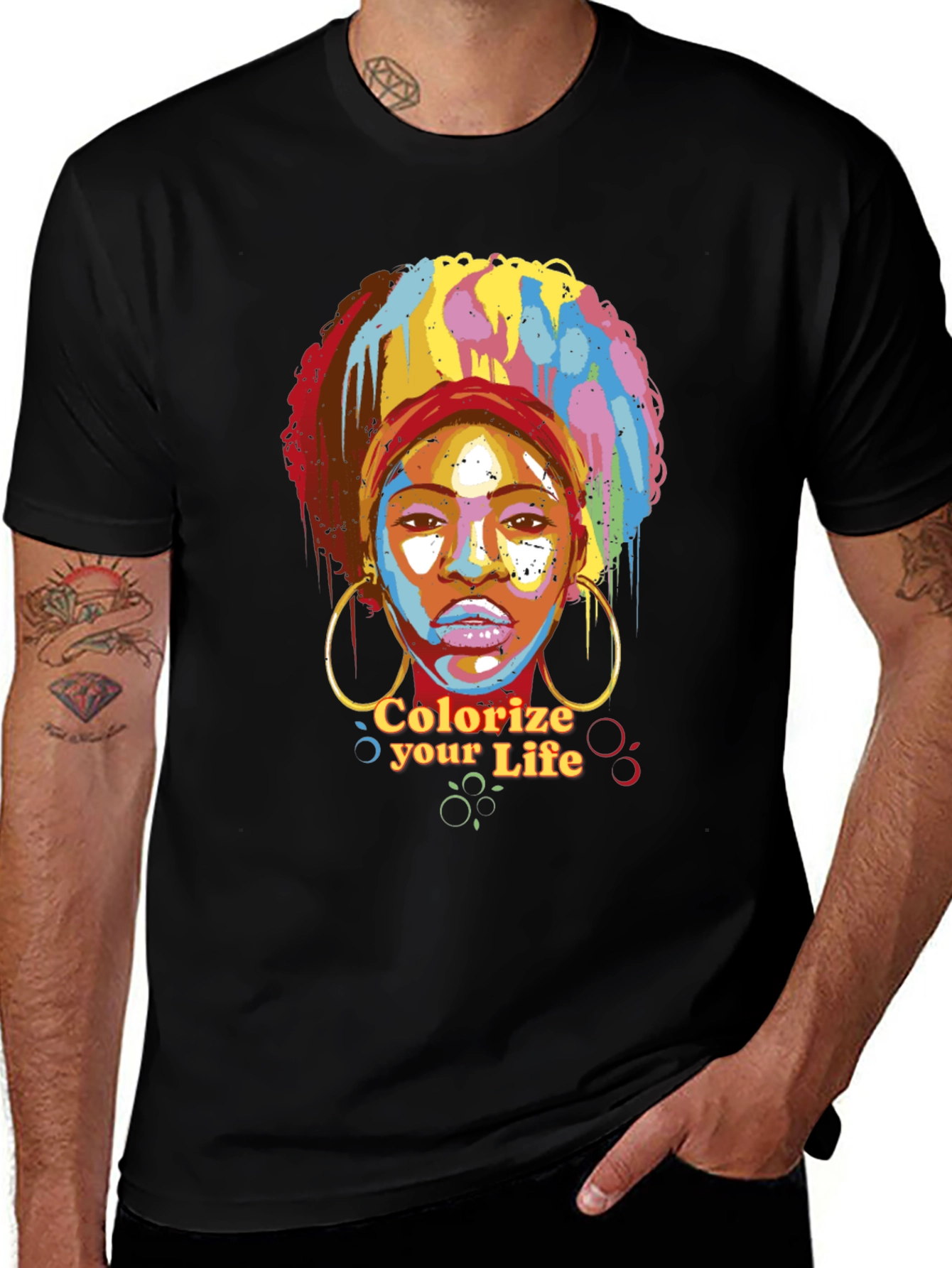 Variant 21 of Colorful Afro Woman Graphic Tee - Colorize Your Life