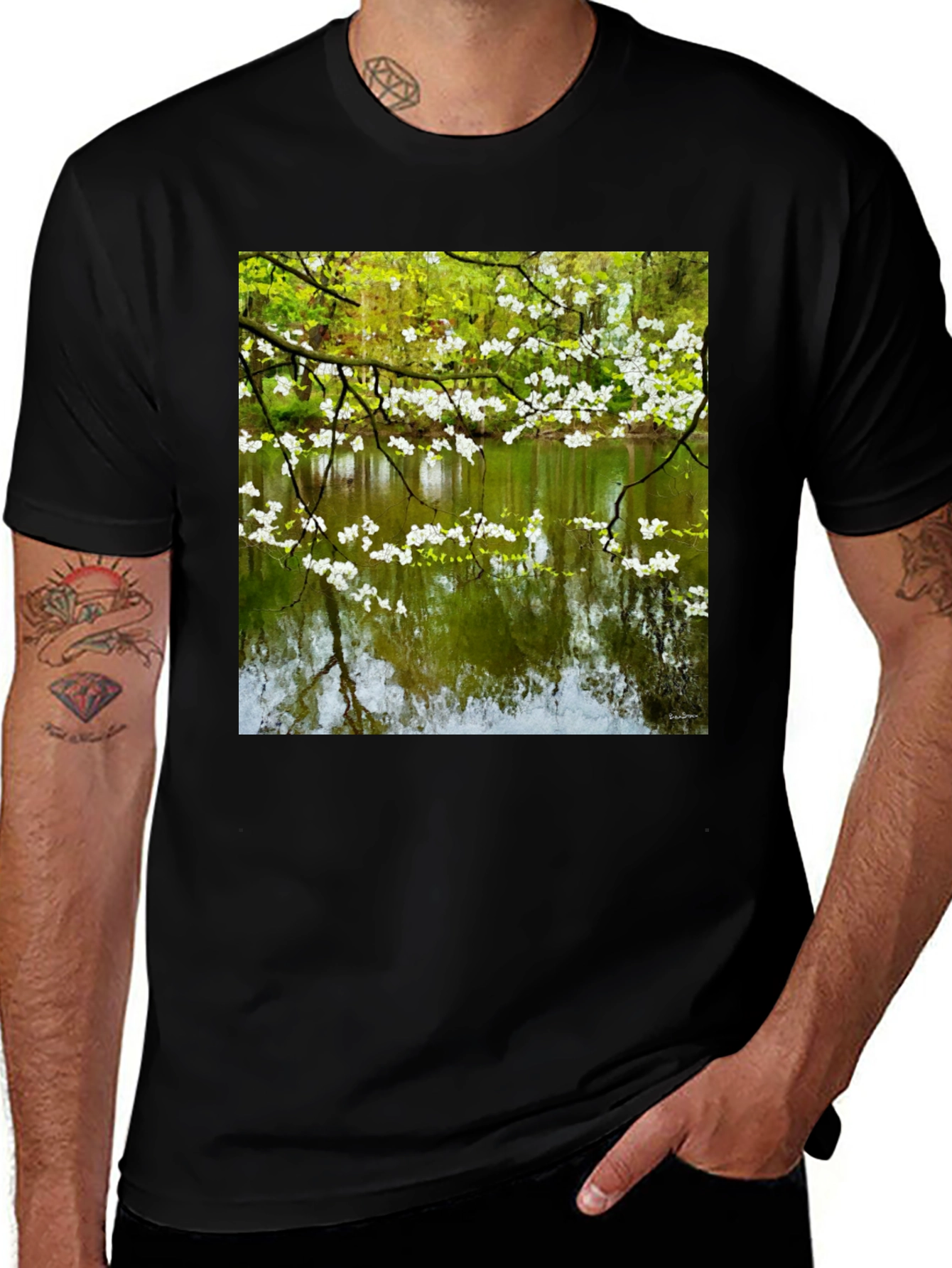 Nature's Reflection Tee - Artistic Graphic Print