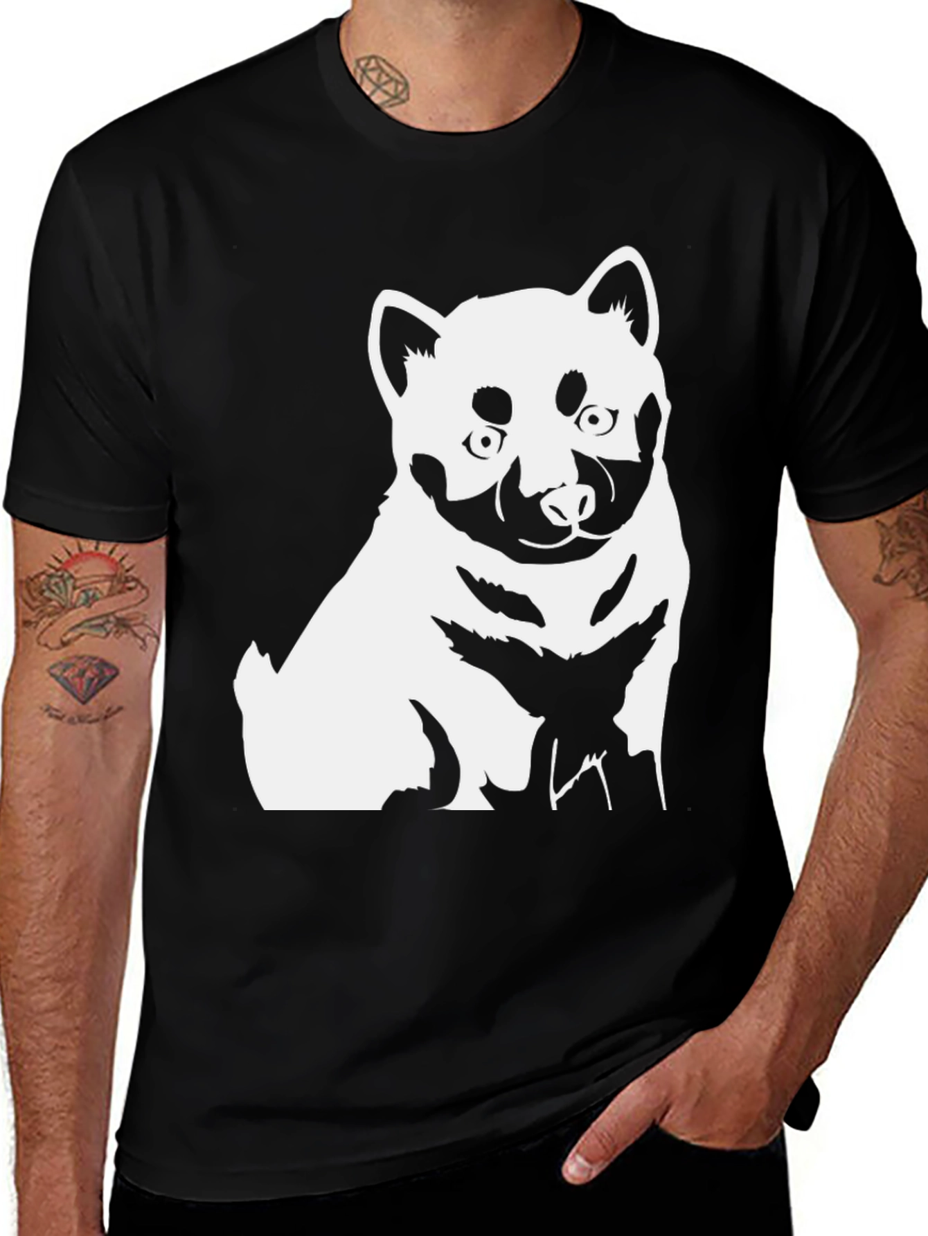 Variant 7 of Dog Graphic Print T-Shirt - Black