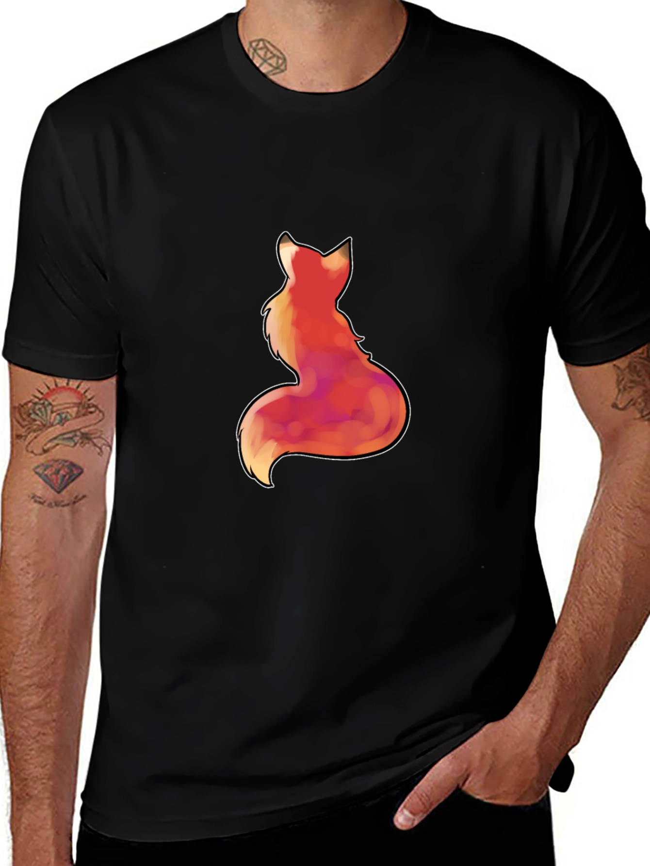 Variant 21 of Fox Graphic Print Black Cotton T-Shirt