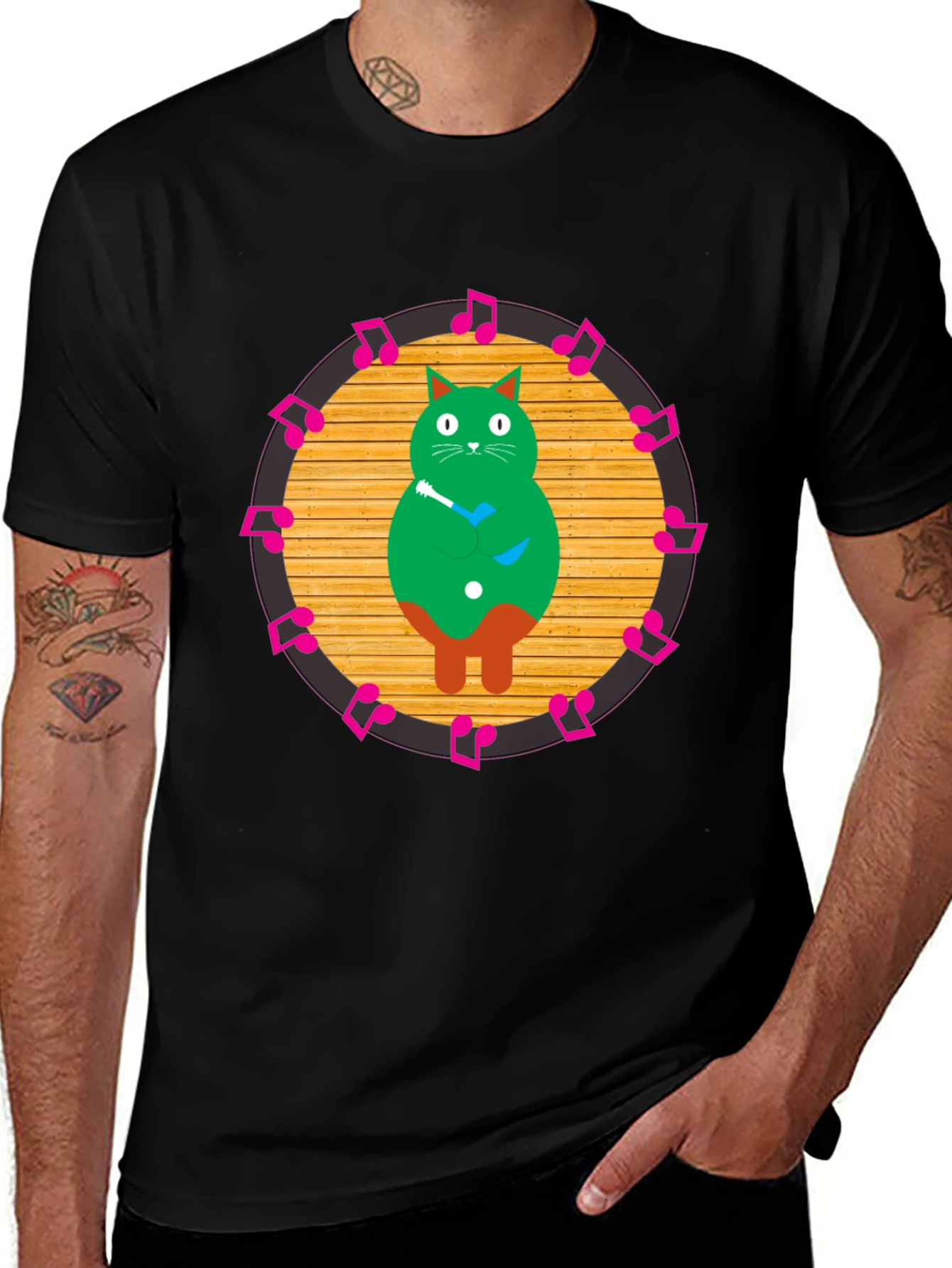 Variant 11 of Musical Cat Graphic Tee - Unique Design