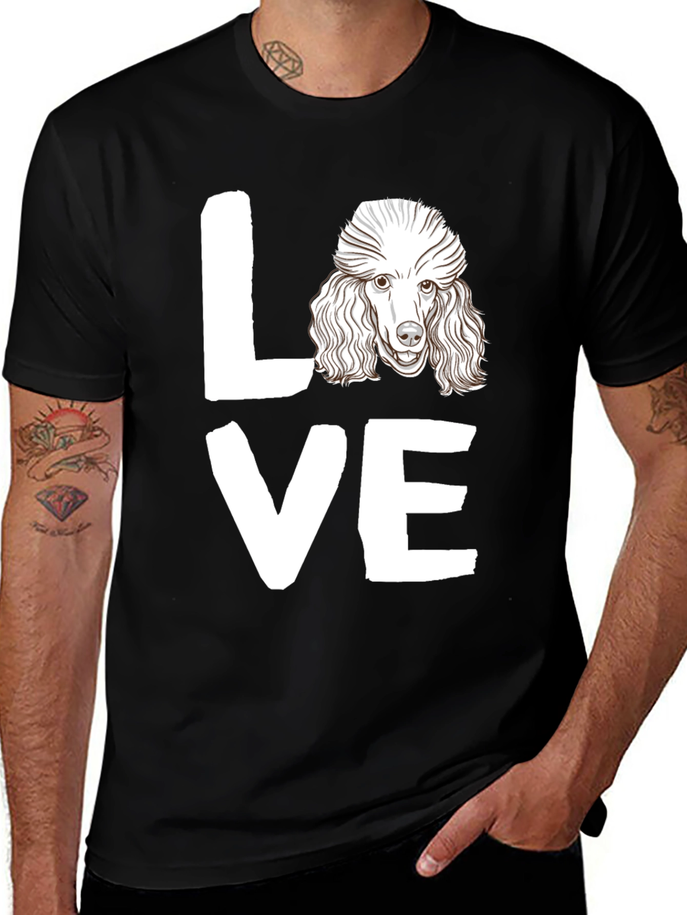 Variant 30 of Poodle Love Graphic Tee - Men's Black T-Shirt