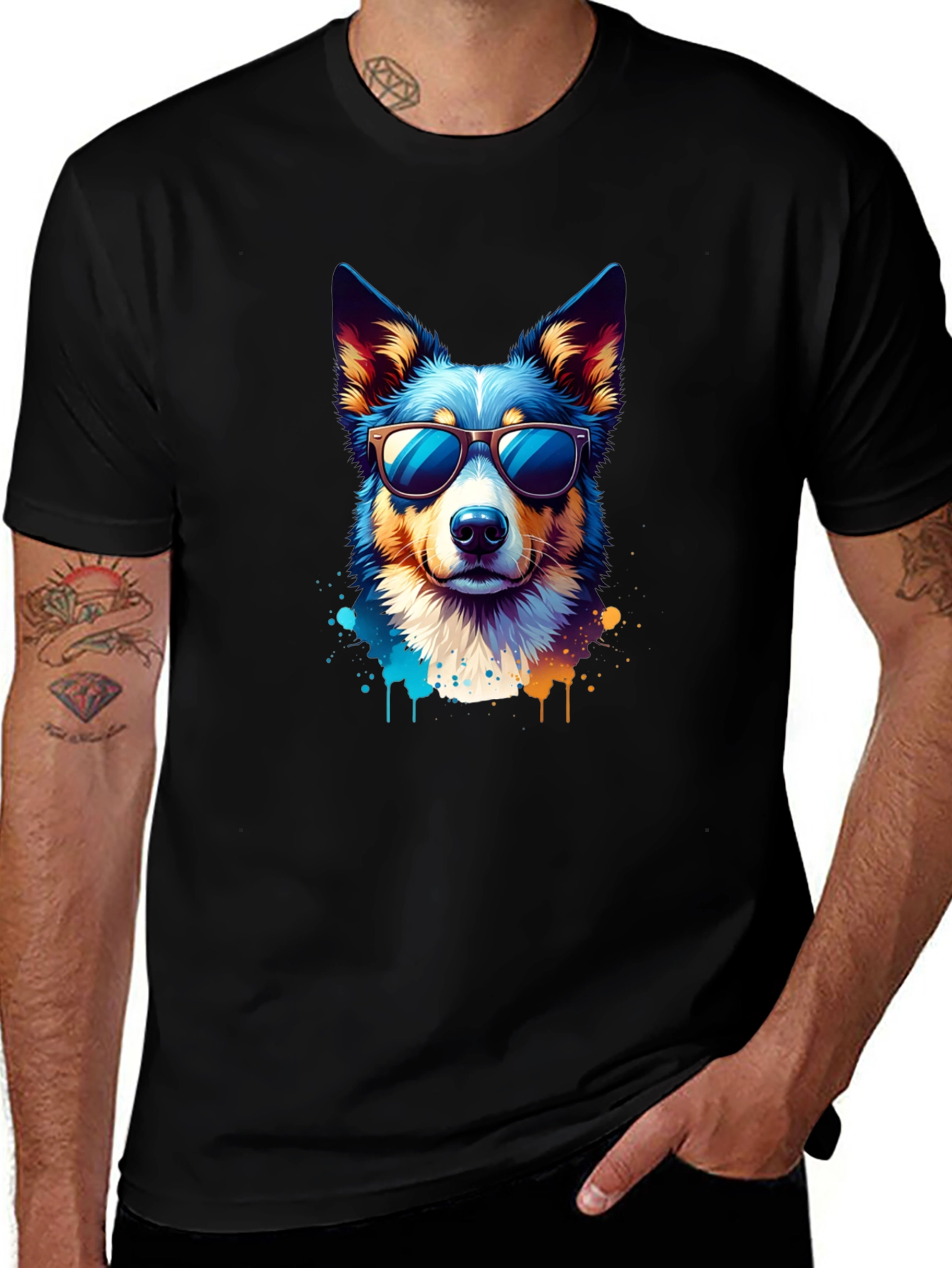 Variant 15 of Cool Dog Graphic Tee - Unisex Black T-Shirt