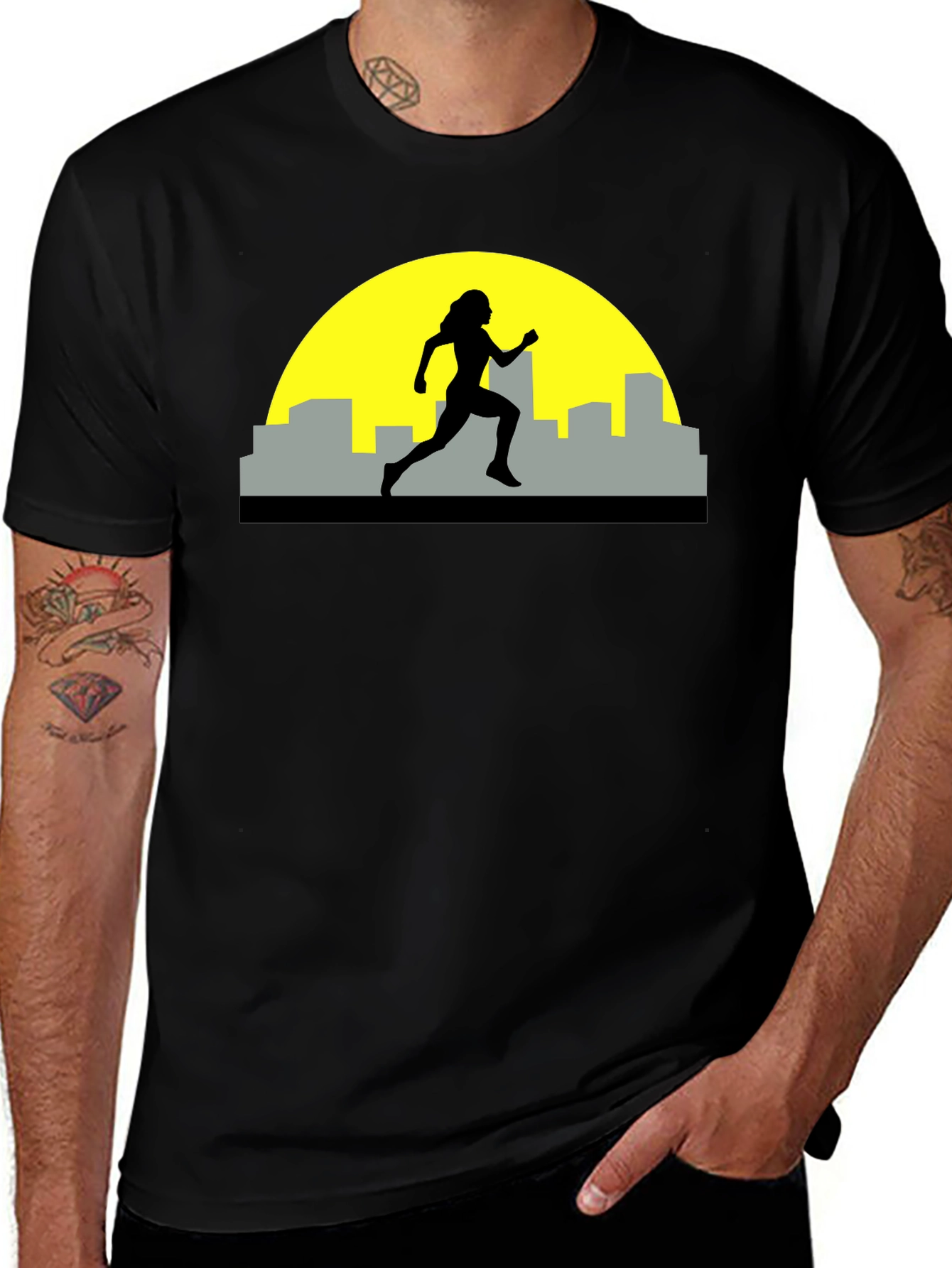 Black Runner Silhouette Graphic Tee - Black main image