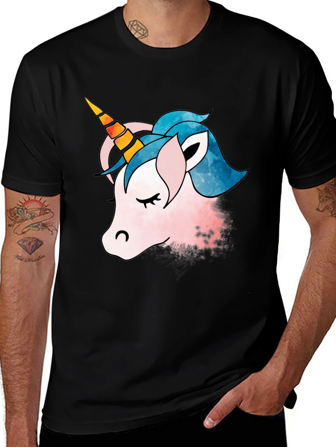 Variant 20 of Unicorn Graphic T-Shirt - Black Cotton Tee