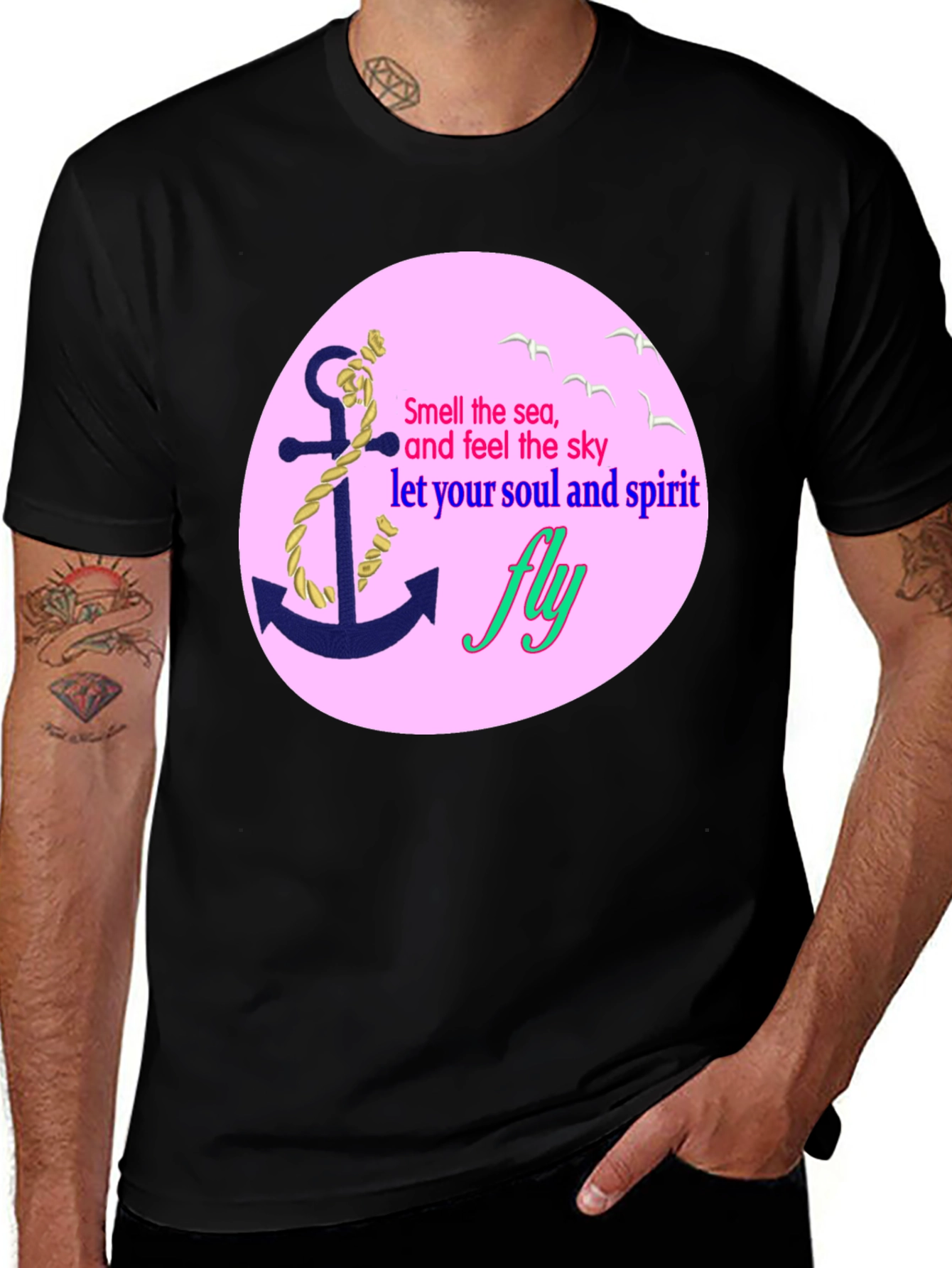 Variant 29 of Nautical Dreamer Tee - Anchor & Sea Inspired Design