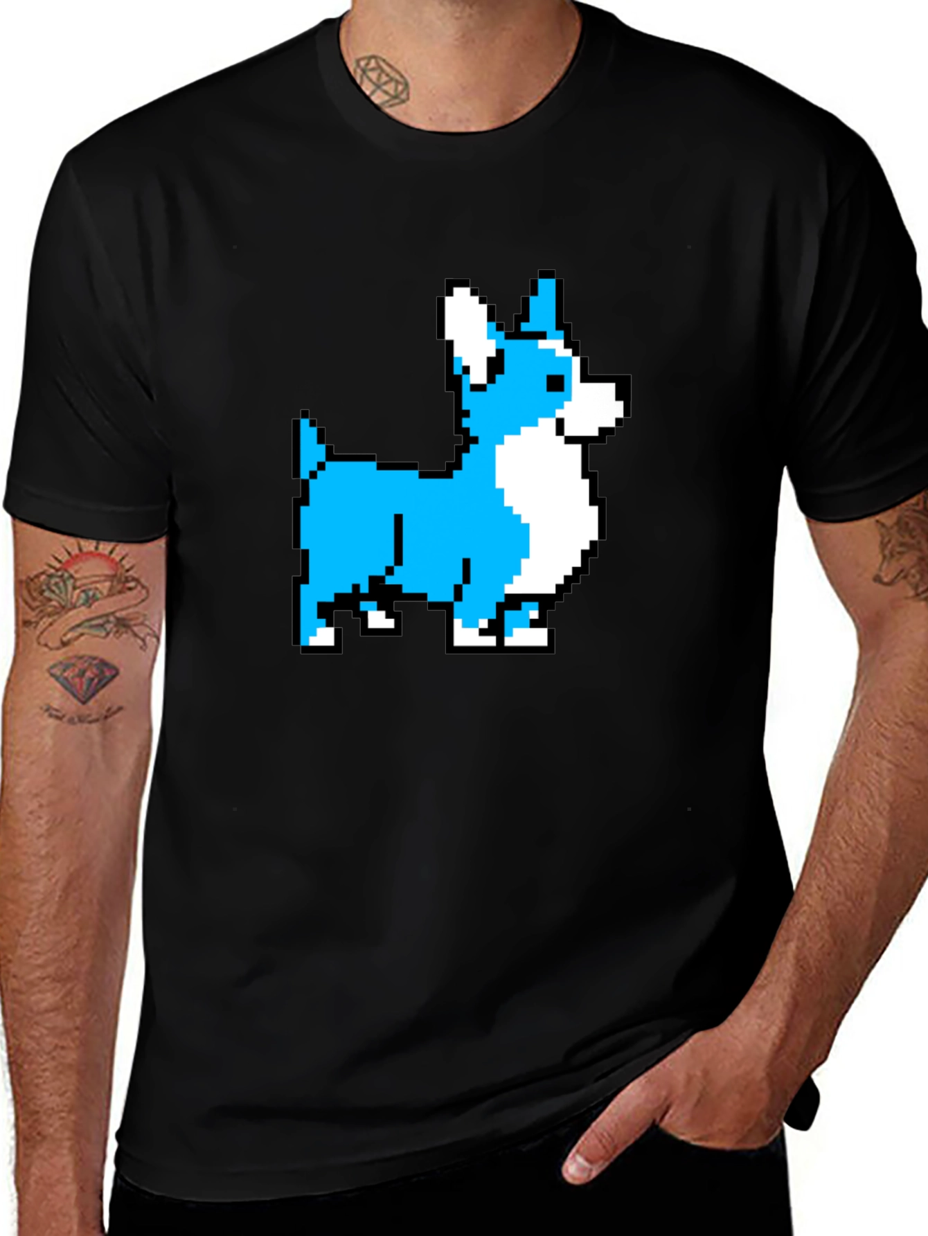 Variant 29 of Pixel Dog Graphic T-Shirt - Black Cotton Tee