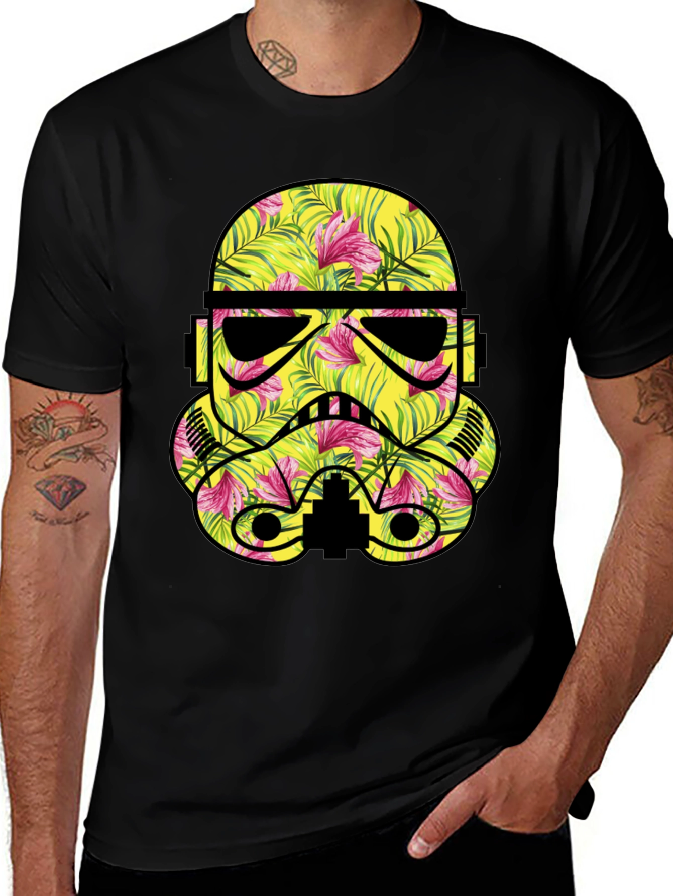Variant 3 of Tropical Stormtrooper Graphic T-Shirt - Black