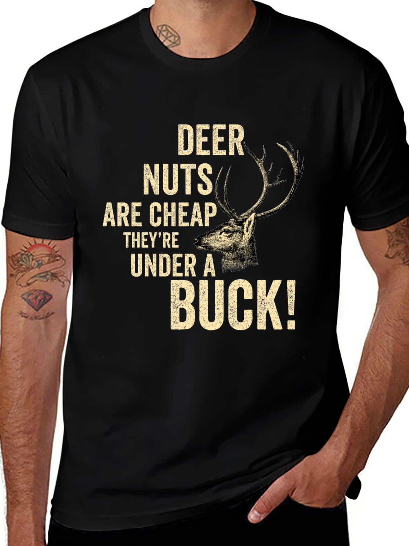 Variant 25 of Deer Nuts Under A Buck Funny Graphic T-Shirt