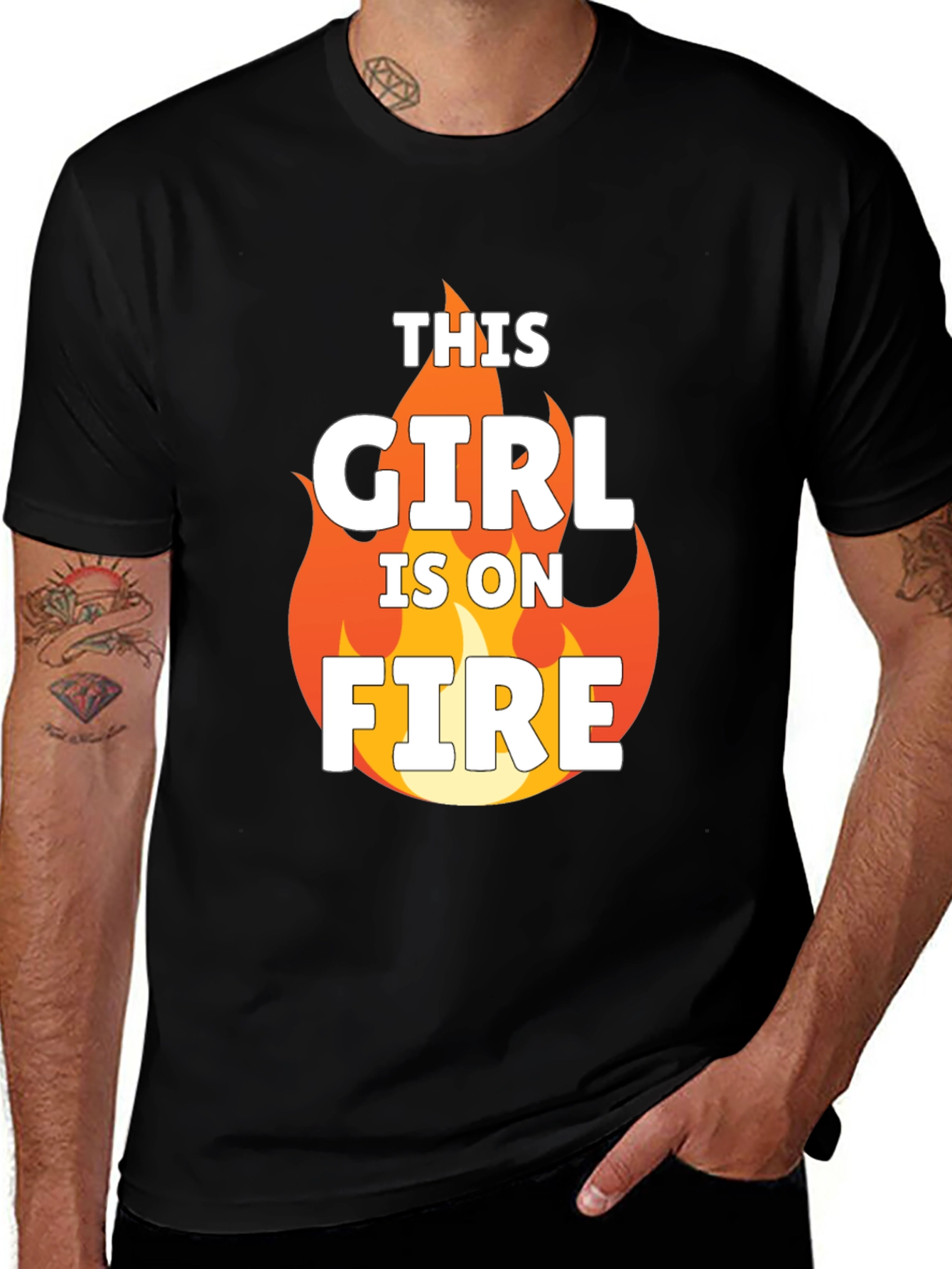 Variant 26 of This Girl Is On Fire Graphic Tee - Black