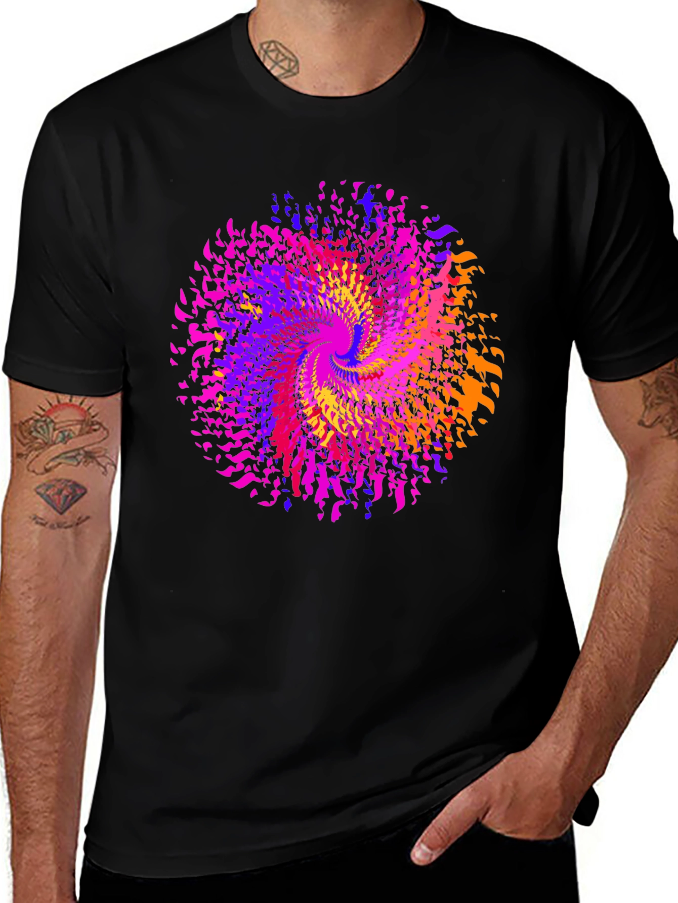 Variant 22 of Vibrant Vortex Black T-Shirt - Modern Art Design