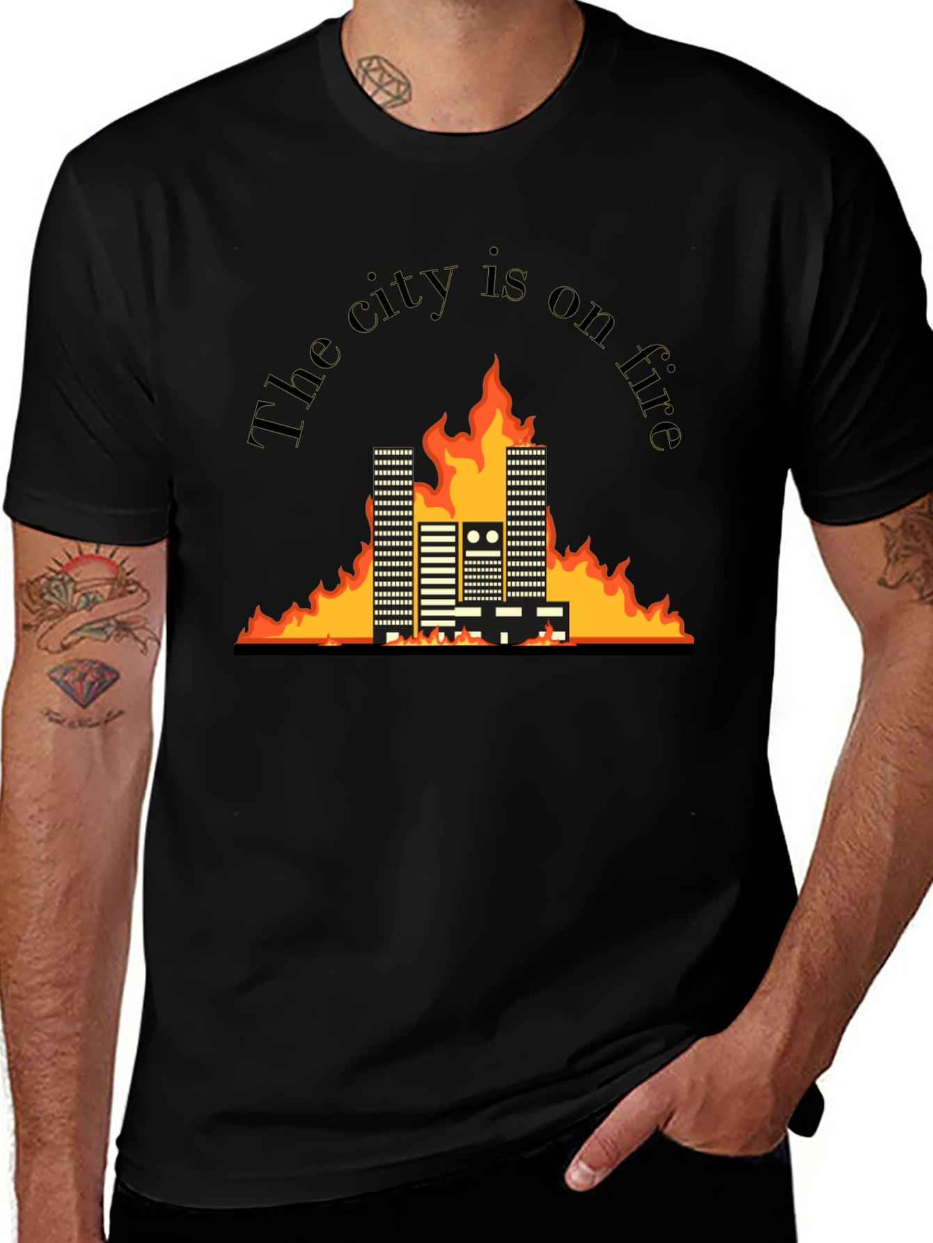Variant 7 of The City Is On Fire Graphic Tee - Black
